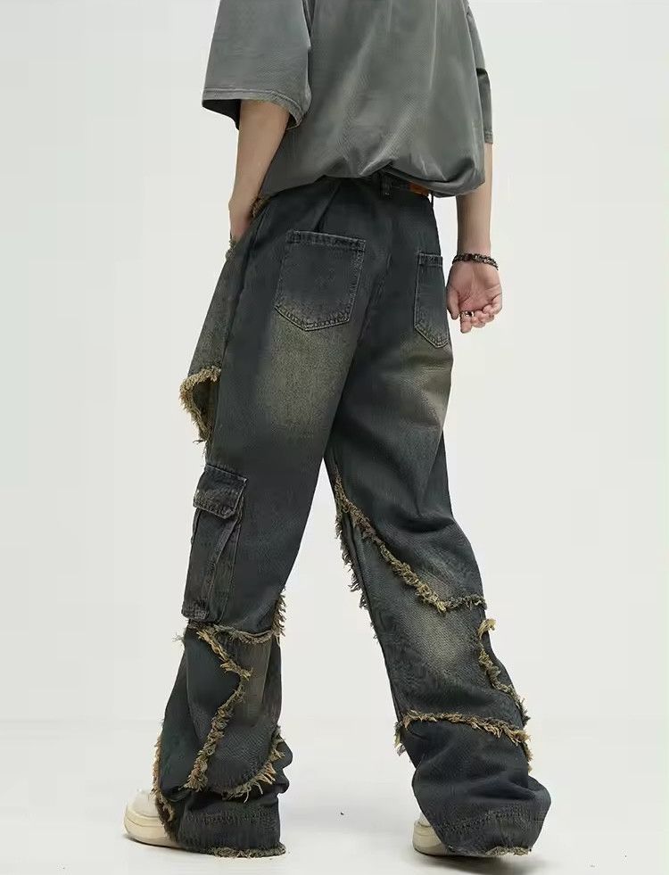Designer Star Contrasting Splicing Men Jeans Size US 31 - 5 Thumbnail