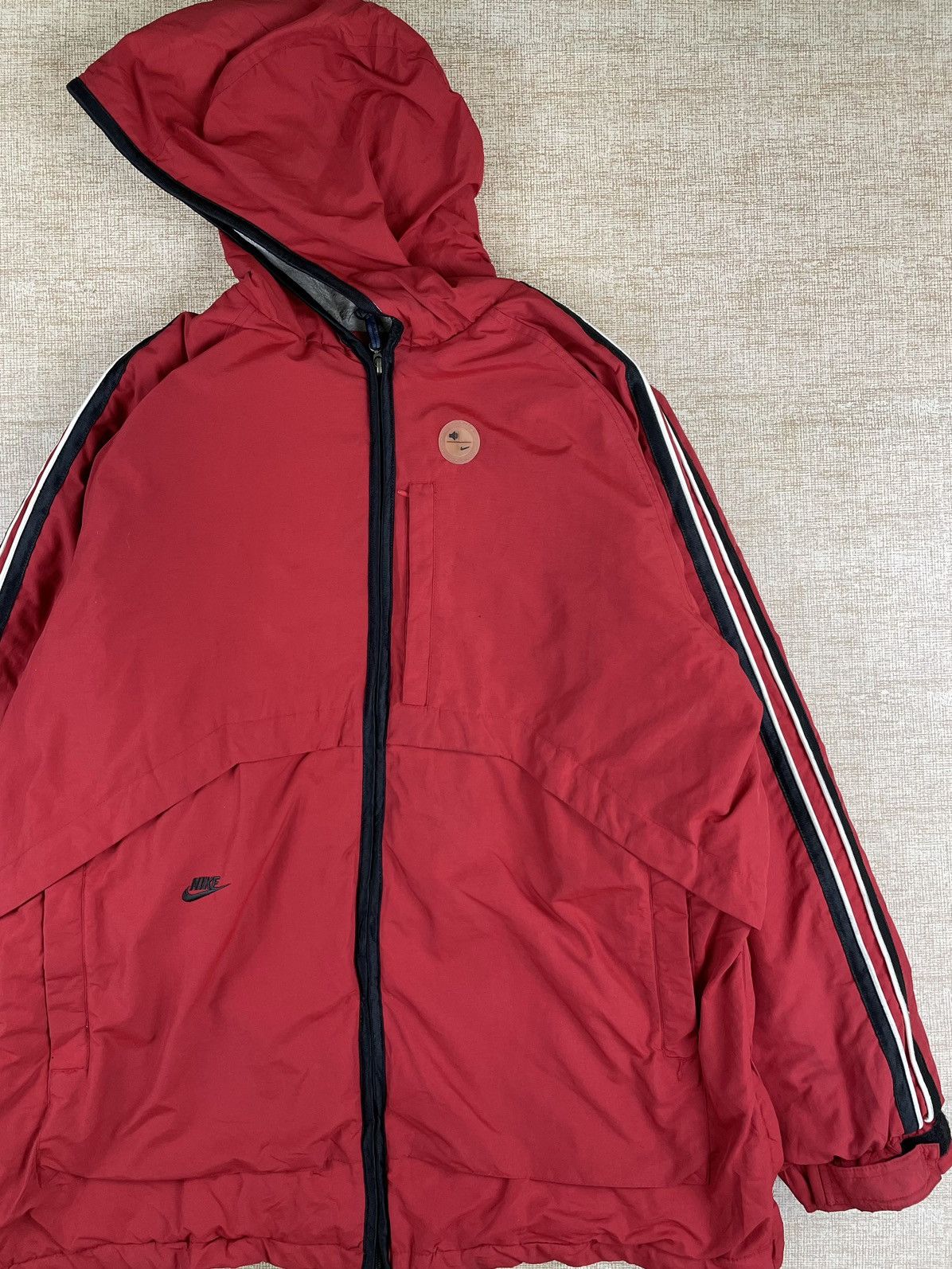 Vintage Vintage NIKE Stripes Side Tape Big Spellout Hoodie Jacket Size US L / EU 52-54 / 3 - 4 Thumbnail