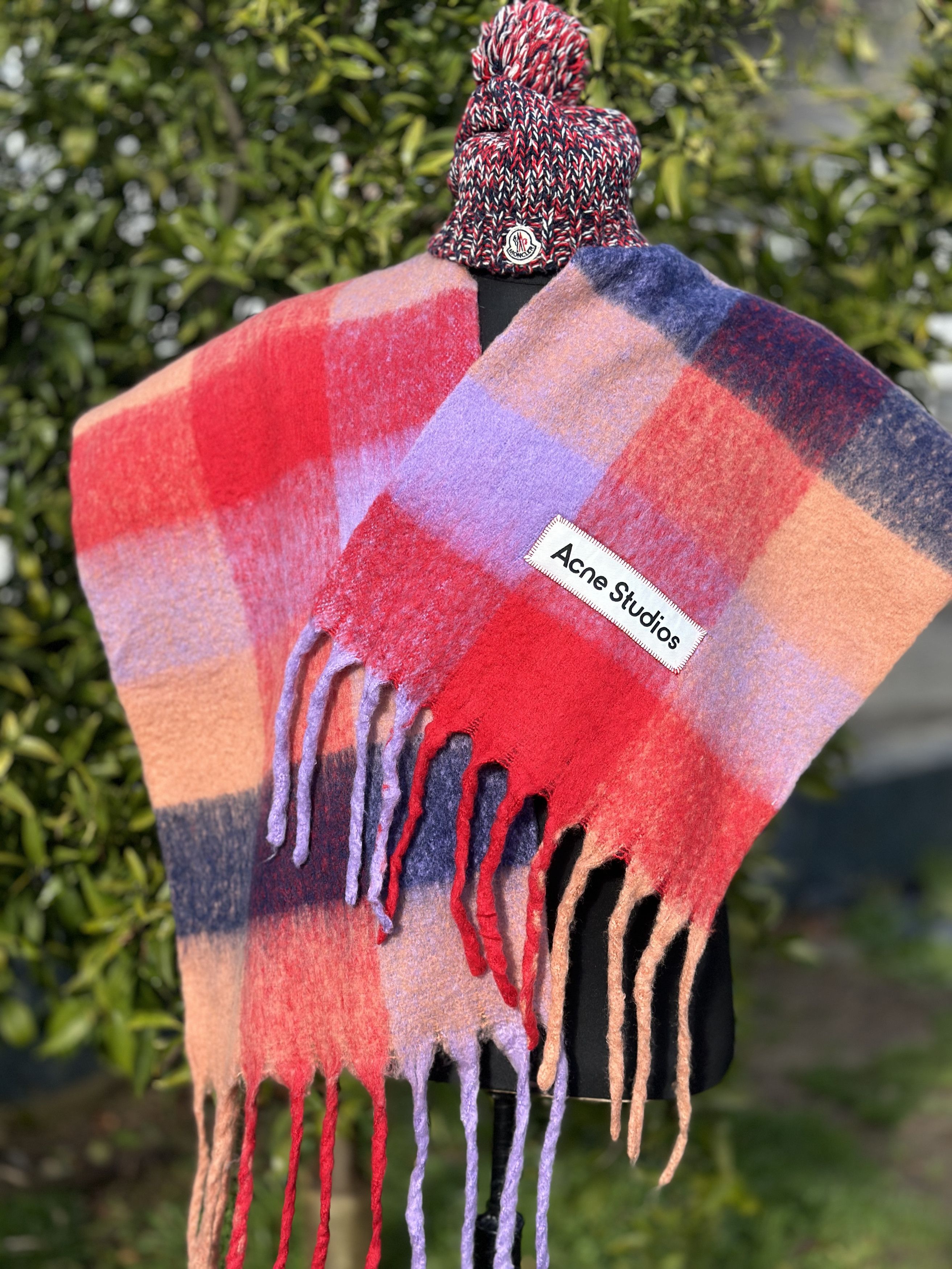 Acne Studios Acne Studios Multicolor Checked Wool Mohair Blend Scarf Red Size ONE SIZE - 3 Thumbnail