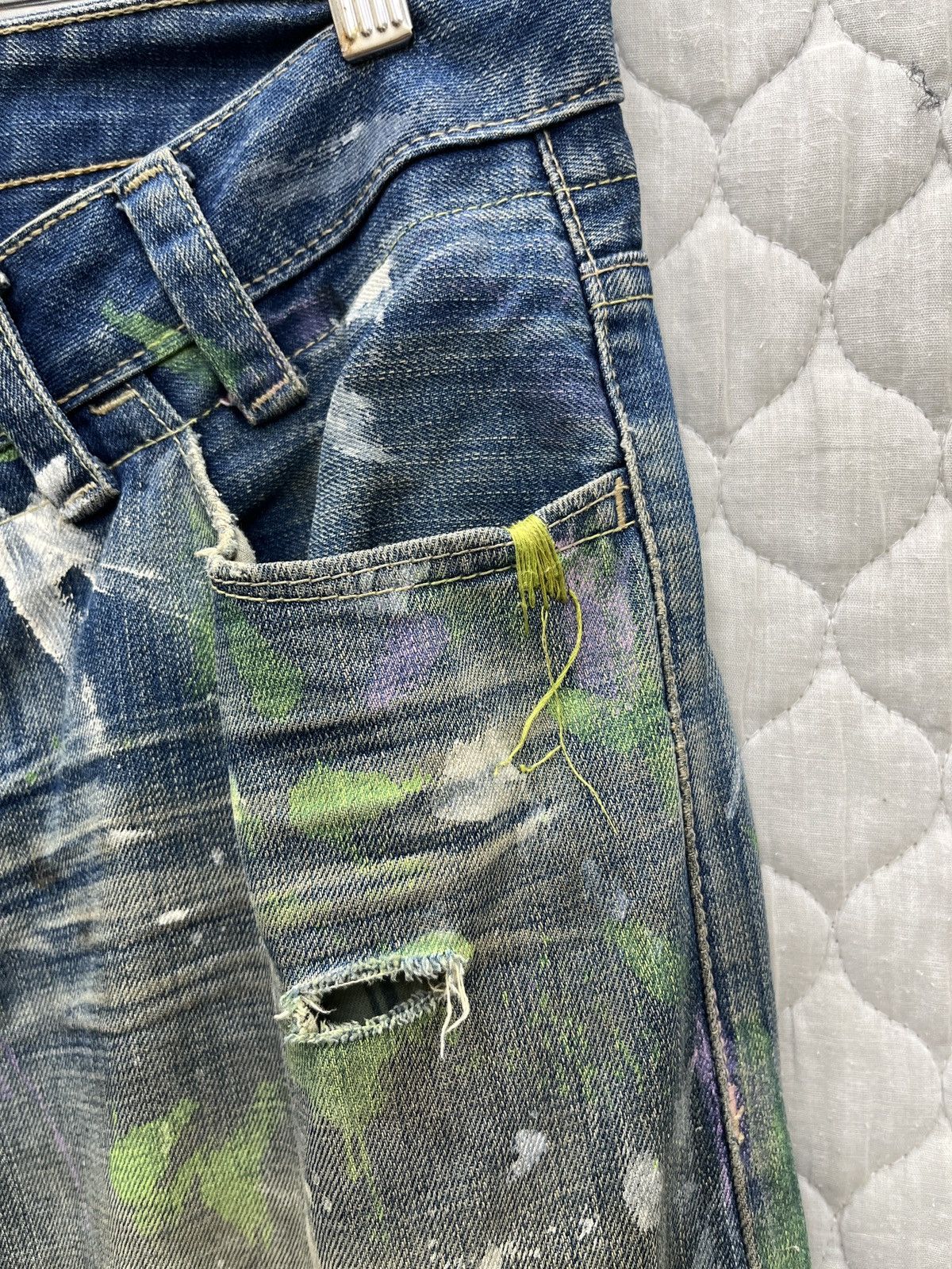 Japanese Brand 🔥🔥🔥ARCHIVE LUXY SPLATTER PAINT DENIM Size US 33 - 5 Thumbnail