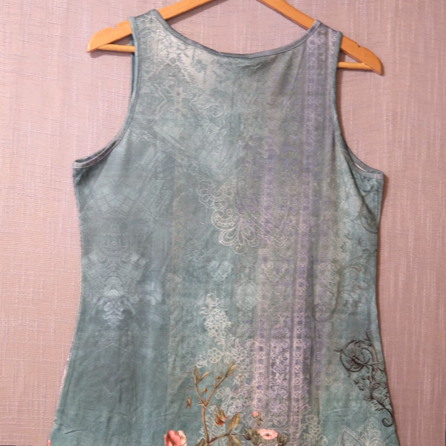 Vintage NWT! Ekouaer Dress Womens M Green Sleeveless Floral Stretch #A1-115 Size M / US 6-8 / IT 42-44 - 7 Thumbnail