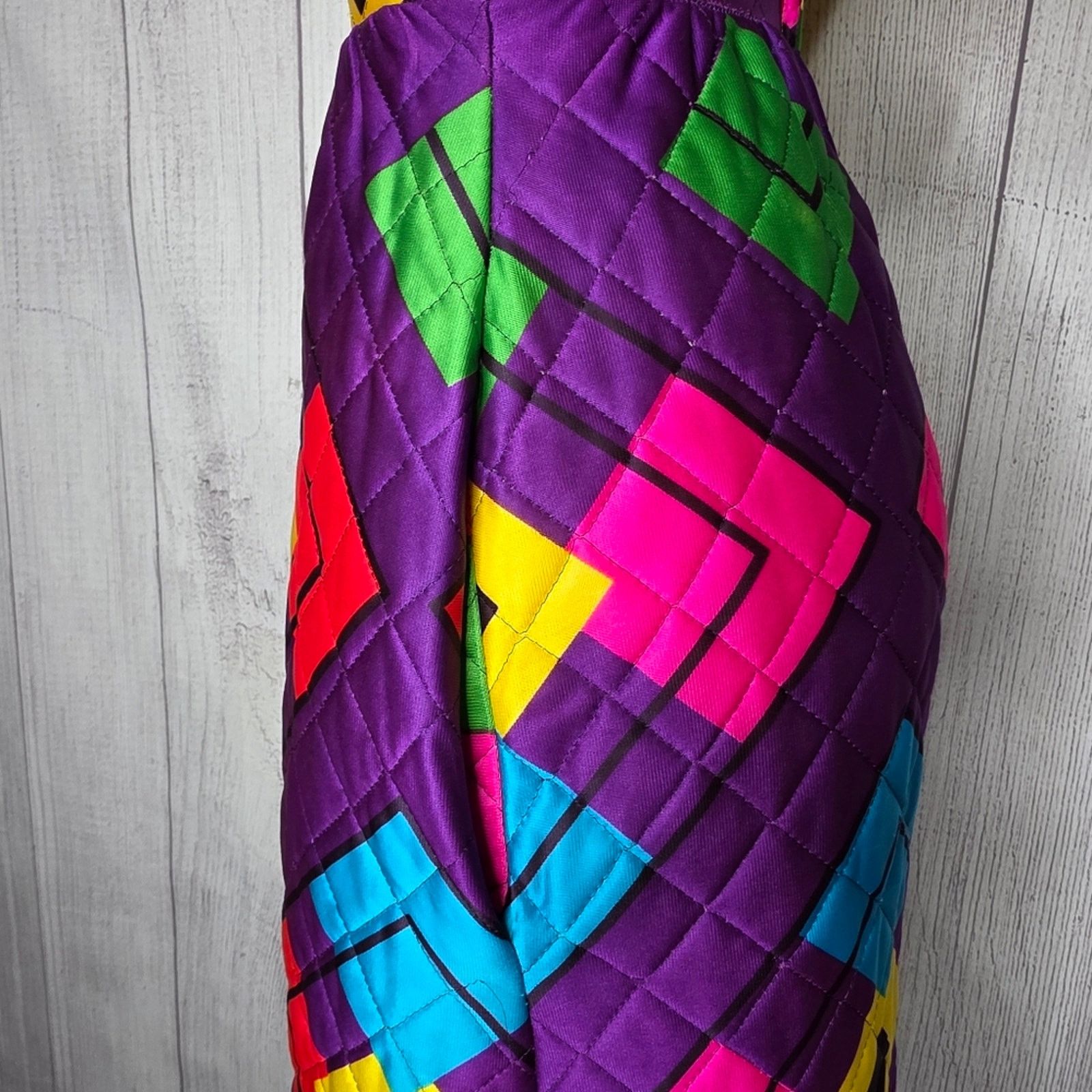 Vintage VTG Vivid Groovy Maxi Dress Dagger Collar Quilted Skirt Size XS / US 0-2 / IT 36-38 - 7 Thumbnail