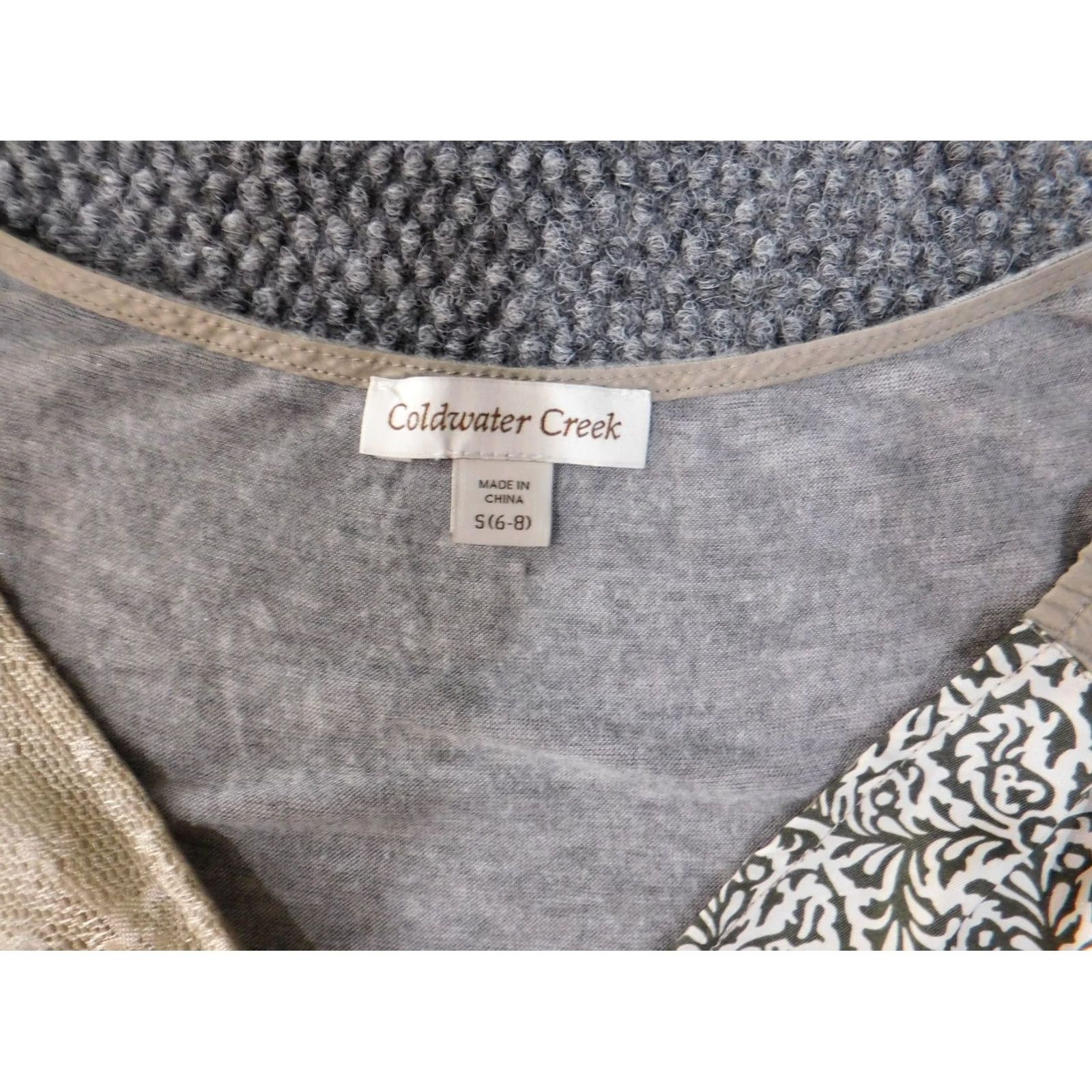 Coldwater Creek Coldwater Creek Blouse Sleeveless Beige V-Neck Beads Womens S Casual Round Neck Pullover Nylon Polyester Woven Classic/Basic Vintage No Size S / US 4 / IT 40 - 6 Thumbnail