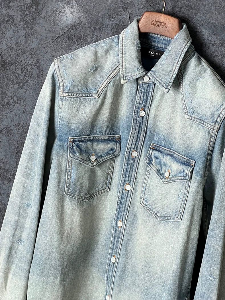 Amiri Amiri Sandblasted Cotton Denim Jacket Size US S / EU 44-46 / 1 - 4 Thumbnail