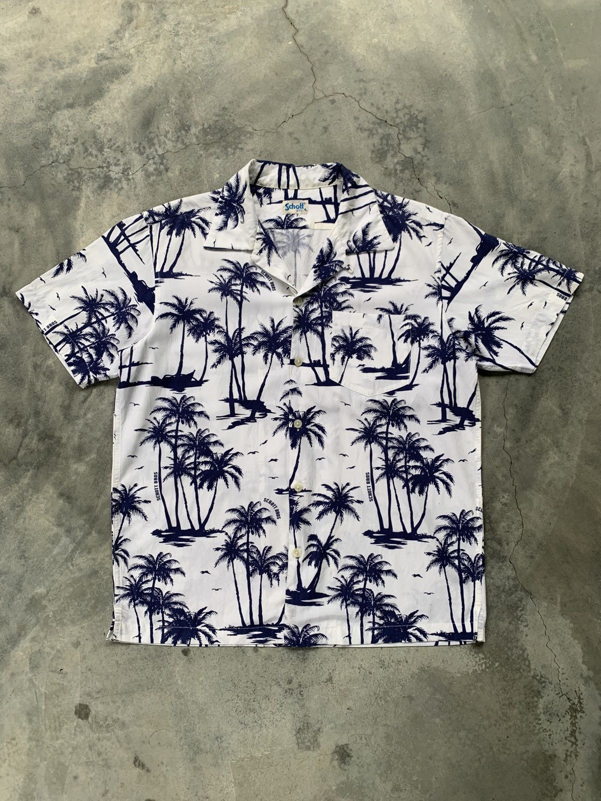 Schott Vintage Schott Rayon Coconut Hawaii Tree Motive Collar Shirt Size US L / EU 52-54 / 3 - 2 Thumbnail