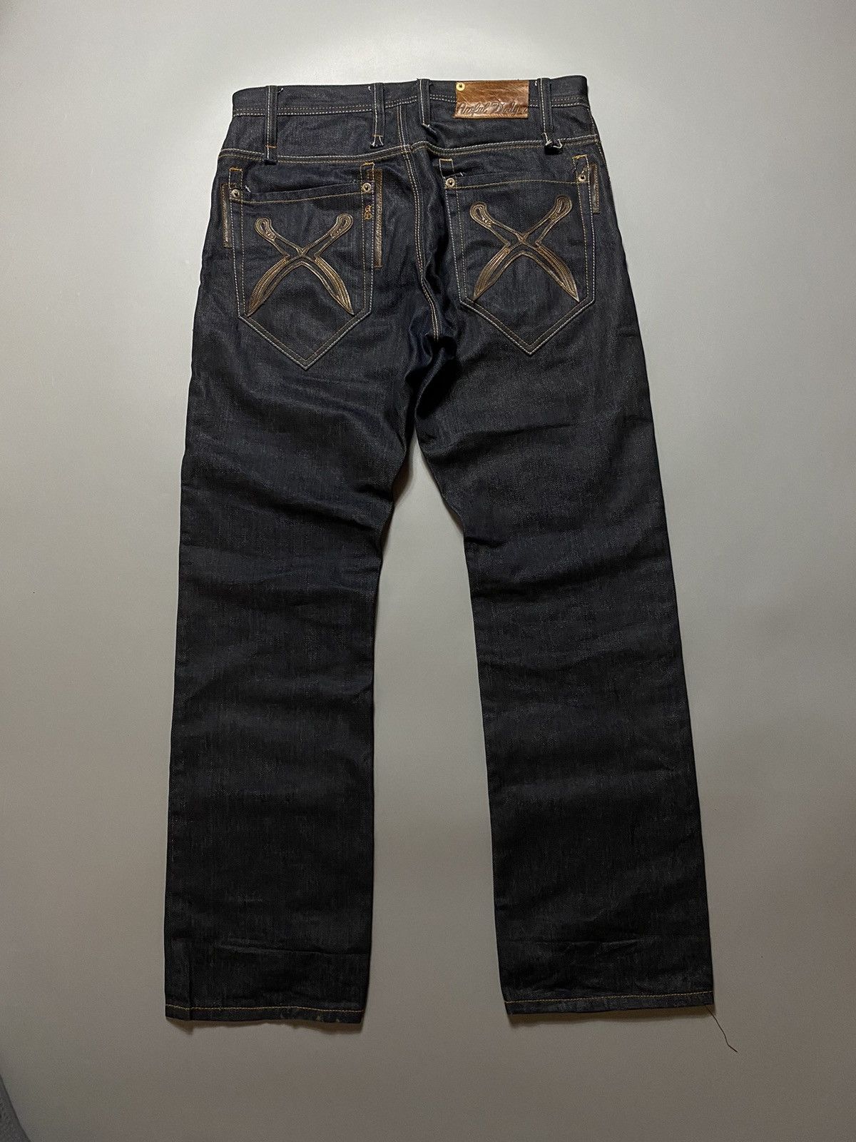 Artful Dodger y2k leather elements denim pants