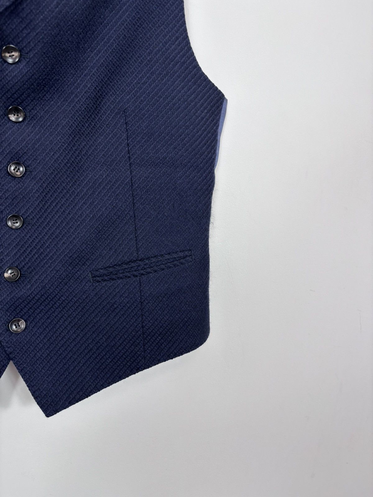 Suitsupply Suitsupply Capetown Men’s Navy Blue Wool Waistcoat Vest Size 38R - 5 Thumbnail