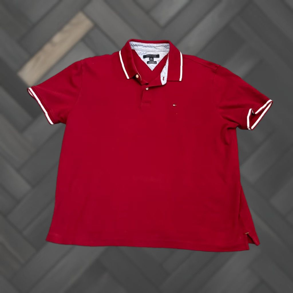 Tommy Hilfiger Tommy Hilfiger Polo Shirt Mens XL Red Casual Short Sleeve Pique Custom Modern Preppy Sports/Classic/Colorful Logo Button Size US XL / EU 56 / 4 - 1 Thumbnail