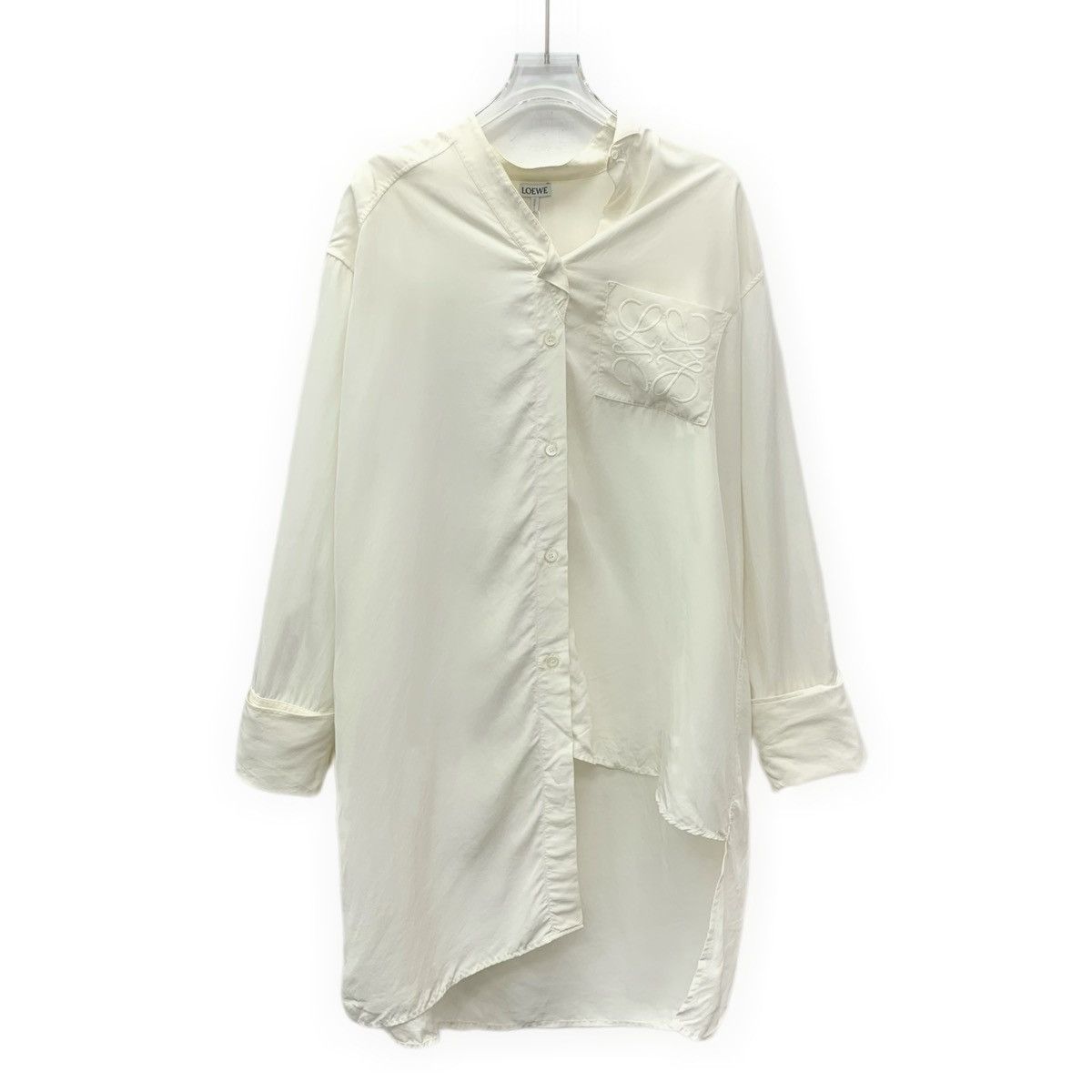 Loewe Loewe White Silk V-neck Long-sleeve Irregular Shirt K26WX Size US S / EU 44-46 / 1 - 1 Thumbnail