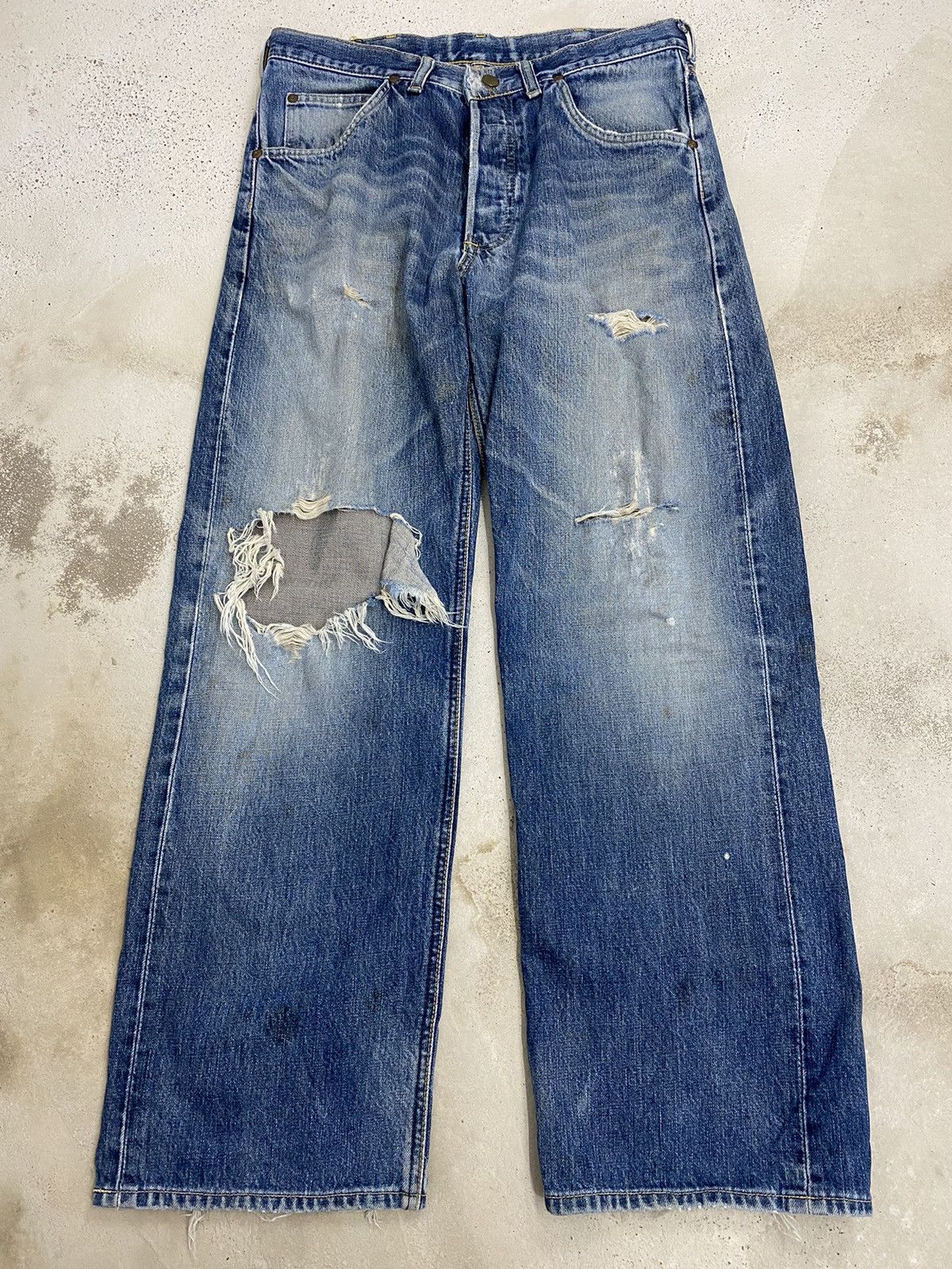 Hysteric Glamour Lee Rider 505 Distress Denim Baggy Loose Button Fly Size US 31 - 1 Thumbnail
