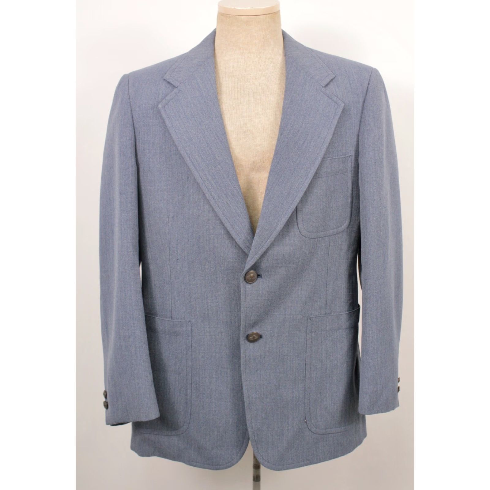 Vintage VINTAGE Mens VTG 70s 2 PC Blue/Grey Leisure Suit Sz M 1970s Disco Polyester Mens Size 40R - 3 Thumbnail