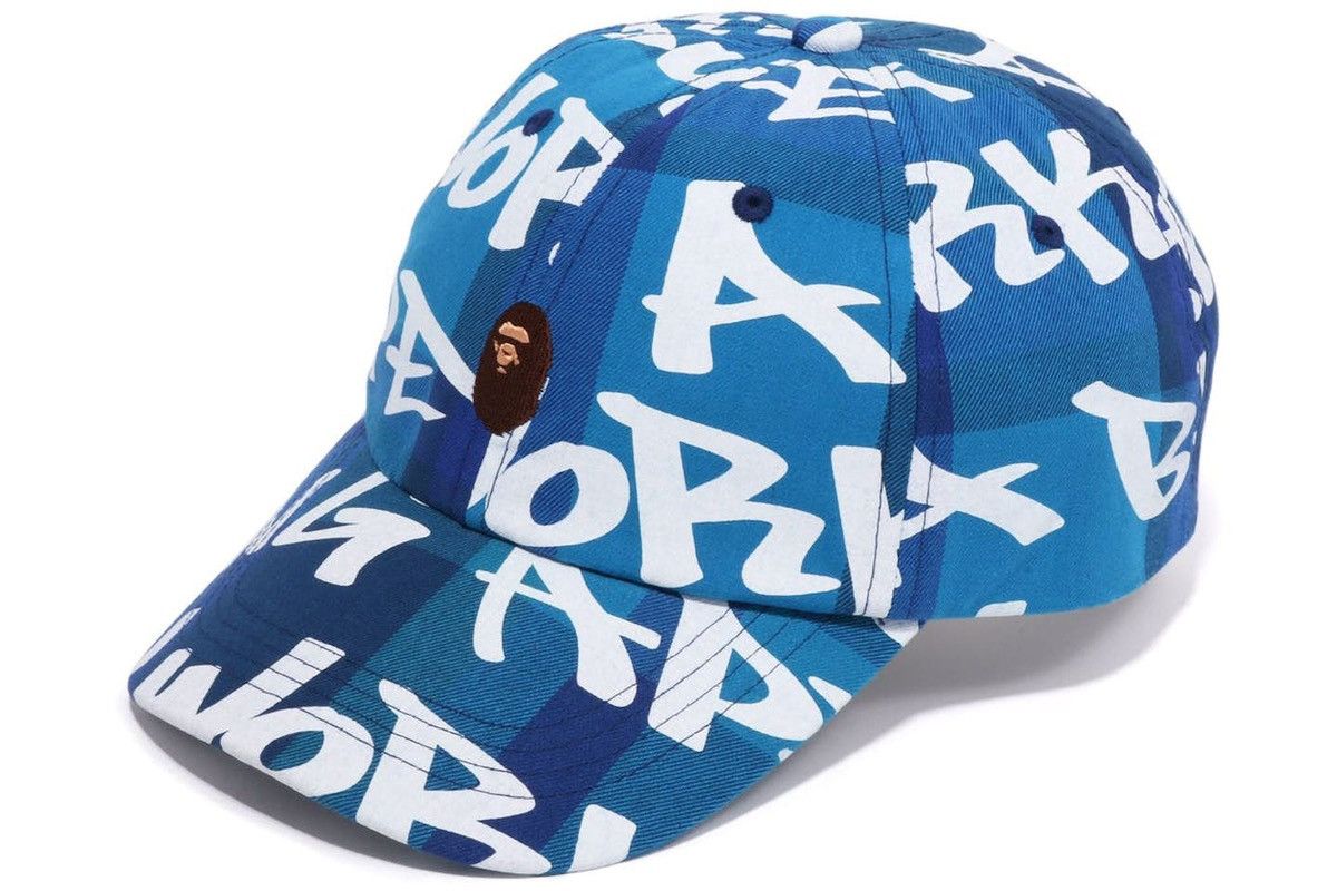 Bape BAPE Graffiti Check Panel Cap Blue Size ONE SIZE - 2 Thumbnail