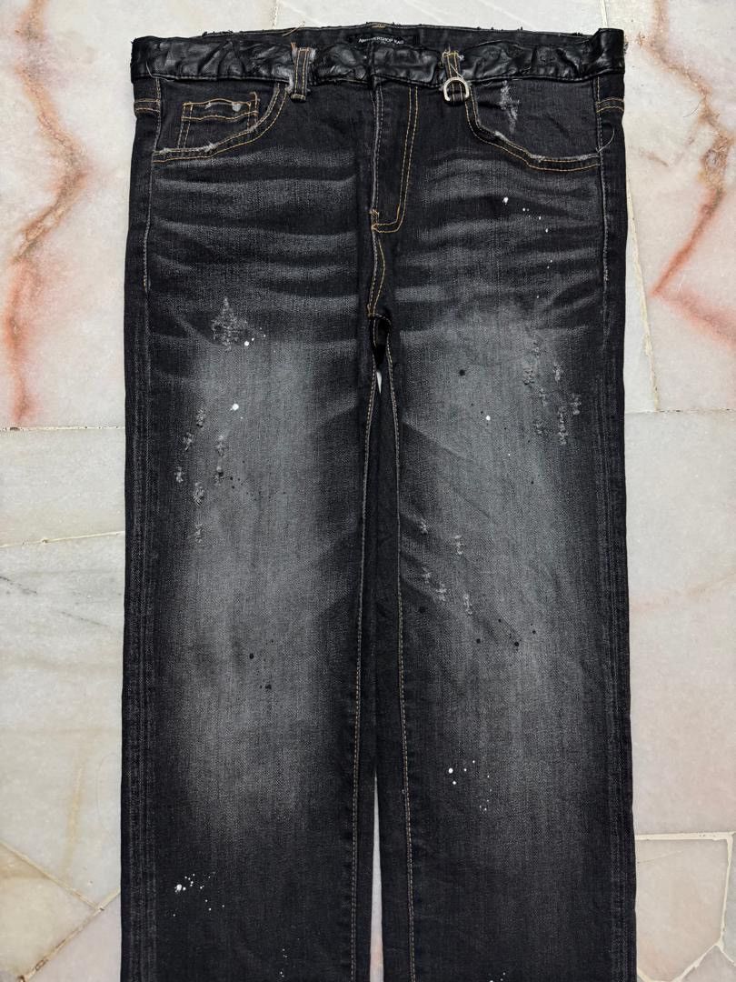 If Six Was Nine 💥SICK💥VINTAGE JAPANESE RAG JEANS INSANE MUDWASH BLACK DENIM Size US 31 - 3 Thumbnail