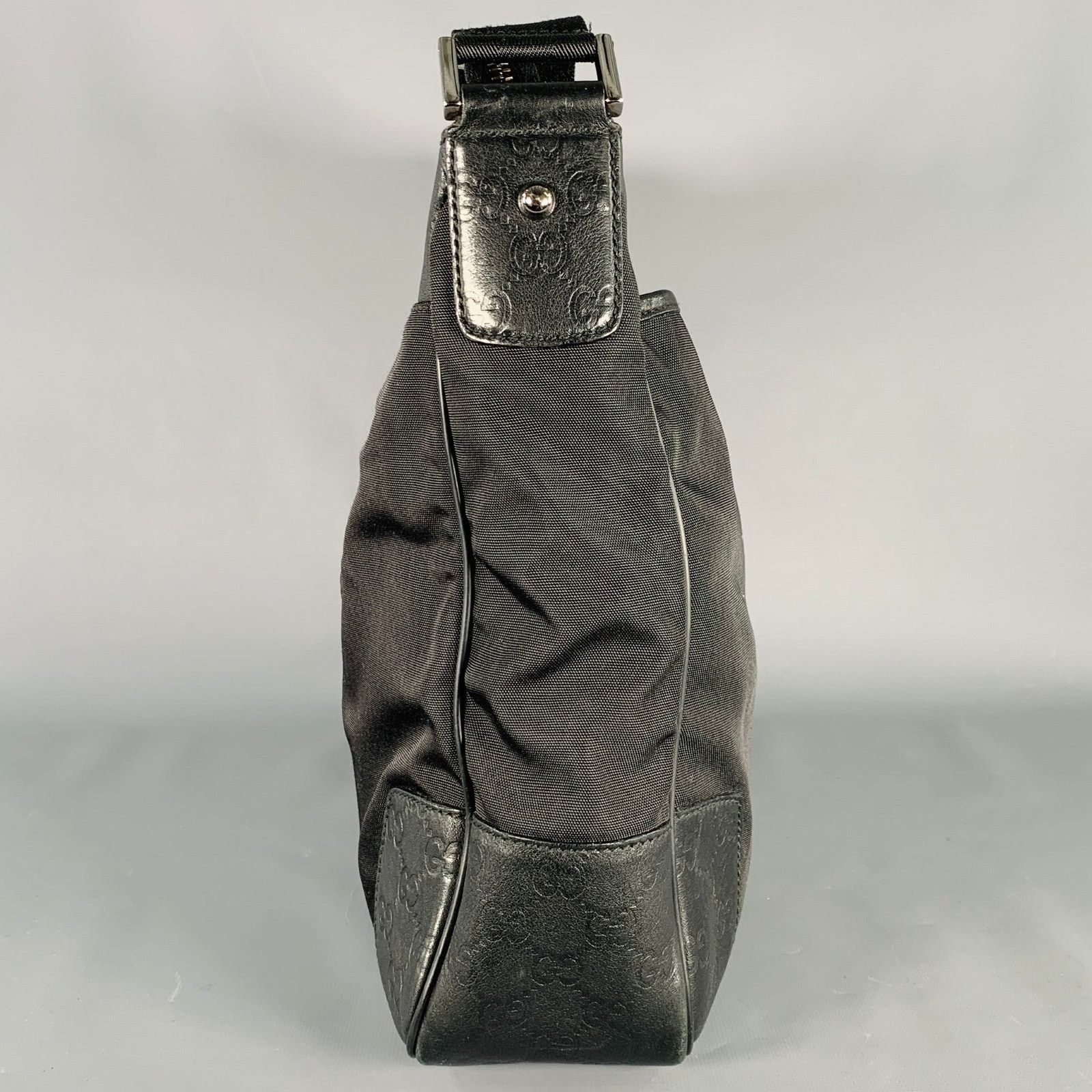 Gucci GUCCI Guccissima Black Embossed Nylon Leather Messenger Bag Size ONE SIZE - 3 Thumbnail