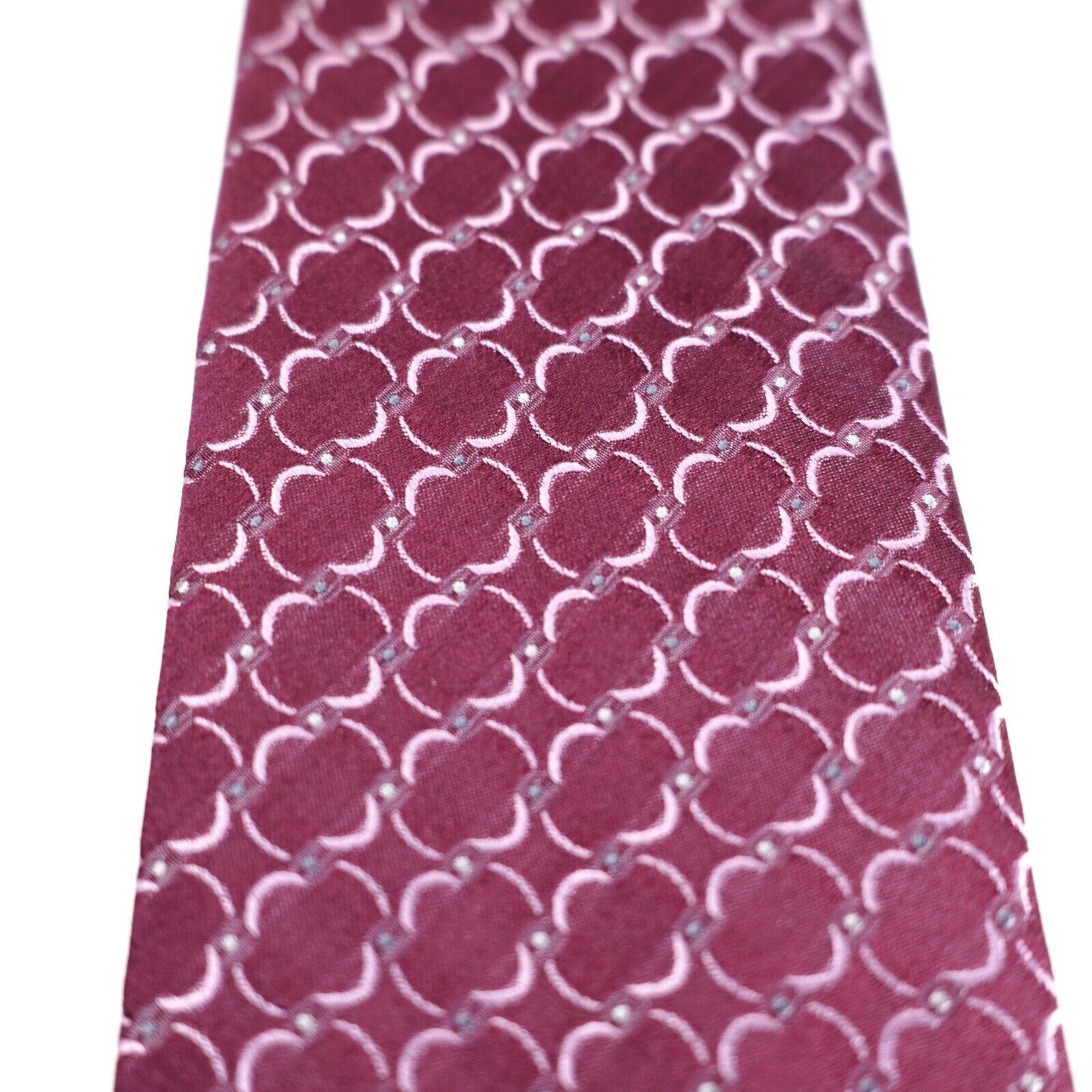 Calvin Klein Calvin Klein Red Burgundy Geometric Woven Tie Size ONE SIZE - 2 Thumbnail
