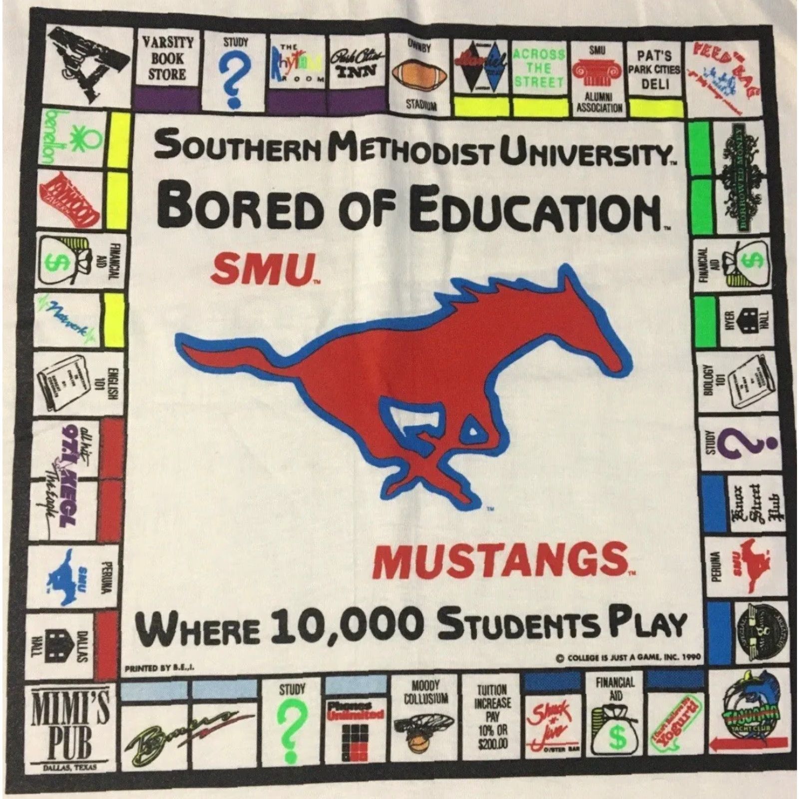 Vintage VINTAGE SMU 90s Bored Of Education Monopoly Tank Top XL White Single Stitch Shirt Mens University College Humor Theme Graphic Tee Size US XL / EU 56 / 4 - 3 Thumbnail