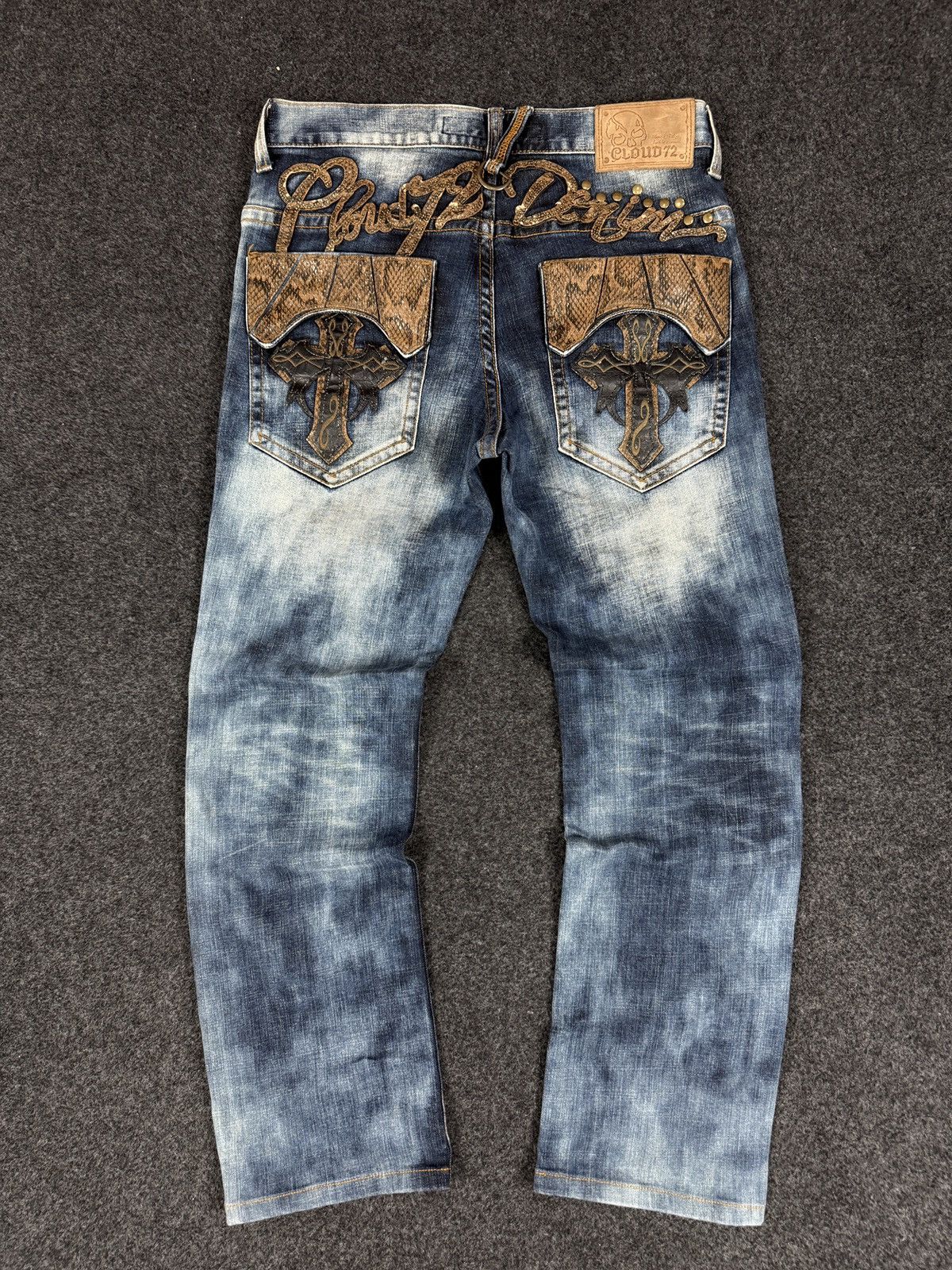 Japanese Brand × Vintage Japanese brand CLOUD72 jeans embroidery cross cemetery jeans Size US 32 / EU 48 - 9 Thumbnail