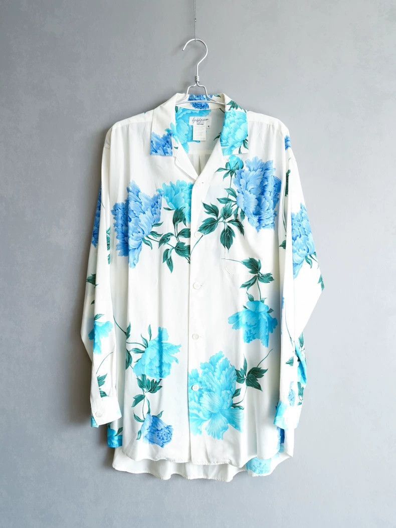 Yohji Yamamoto Blue Peony Long Sleeve Shirt by Yohji Yamam