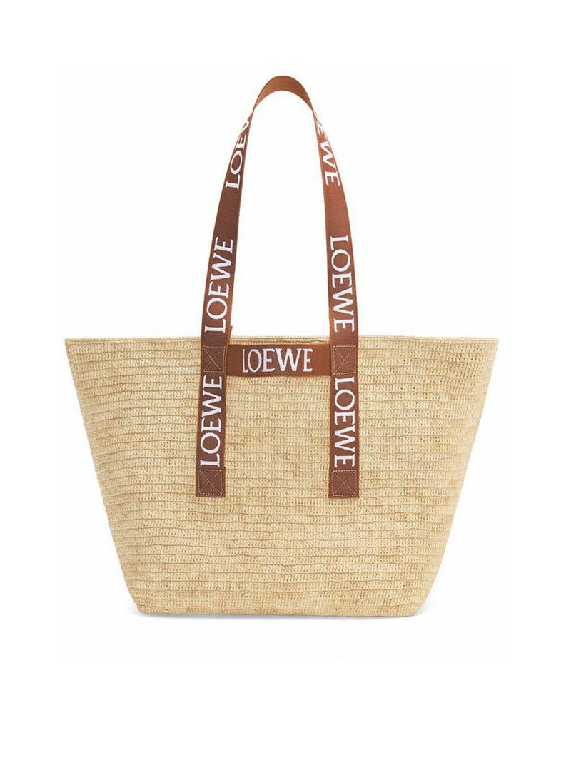 image of Loewe Fold Shopper In Raffia in Beige, Men's