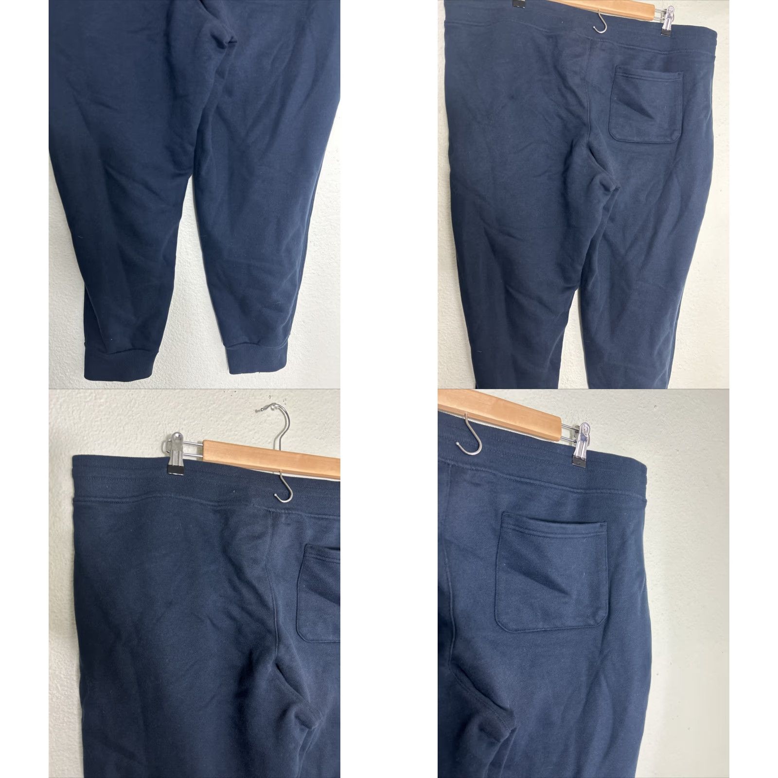 Vintage True Classic Fleece Joggers Mens 2XL Navy Blue Cotton Polyester Spandex Tapered Pockets Drawstring Elastic Waist M Size US 39 - 8 Thumbnail