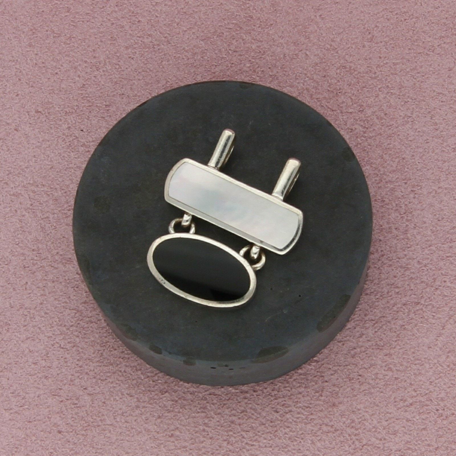 Sterling Silver sterling silver mother of pearl and onyx pendant Size ONE SIZE - 1 Thumbnail
