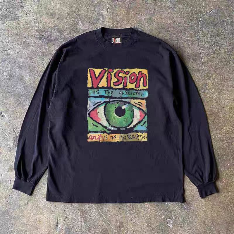 Japanese Brand × Vintage Street washed retro troll eye print long sleeve t-shirt Size US M / EU 48-50 / 2 - 1 Thumbnail