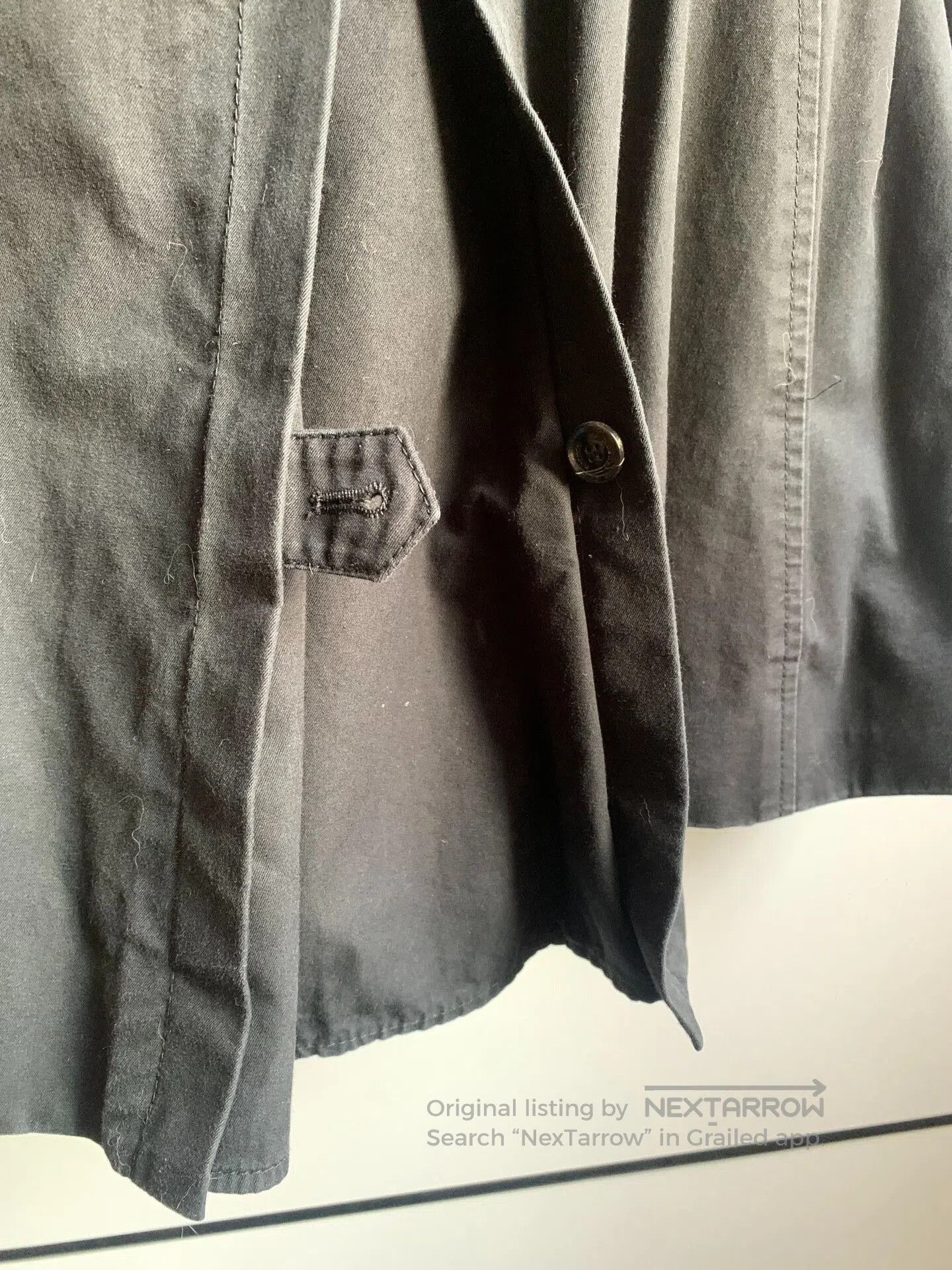 Burberry Black Leather Patch Trench Coat.