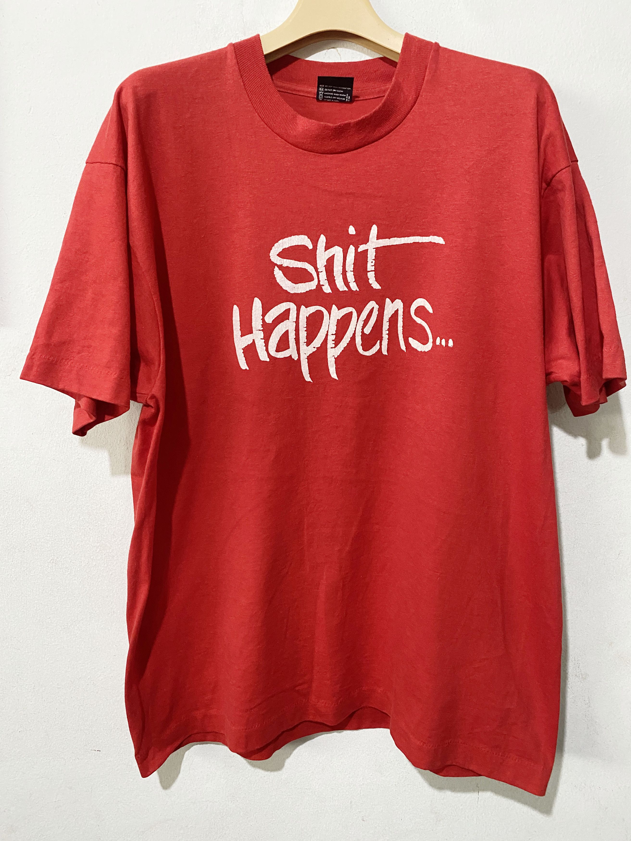 Grunt Style × Vintage Vintage 80s Shit Happens Shirt Size US XL / EU 56 / 4 - 1 Thumbnail