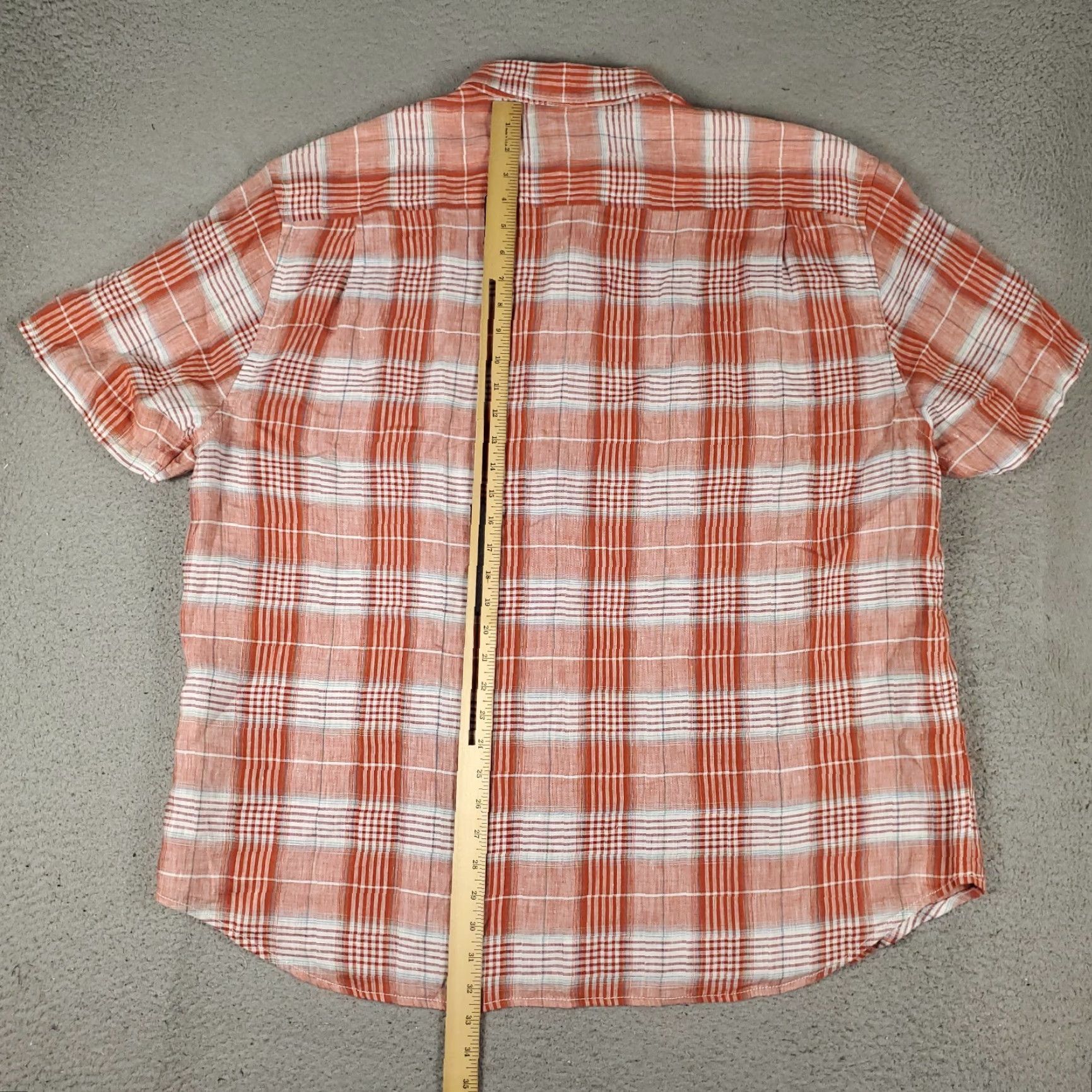 Tommy Bahama Tommy Bahama Shirt Mens 3XL Orange Plaid Linen Hawaiian Button Up Short Sleeve Size US XXL / EU 58 / 5 - 3 Thumbnail