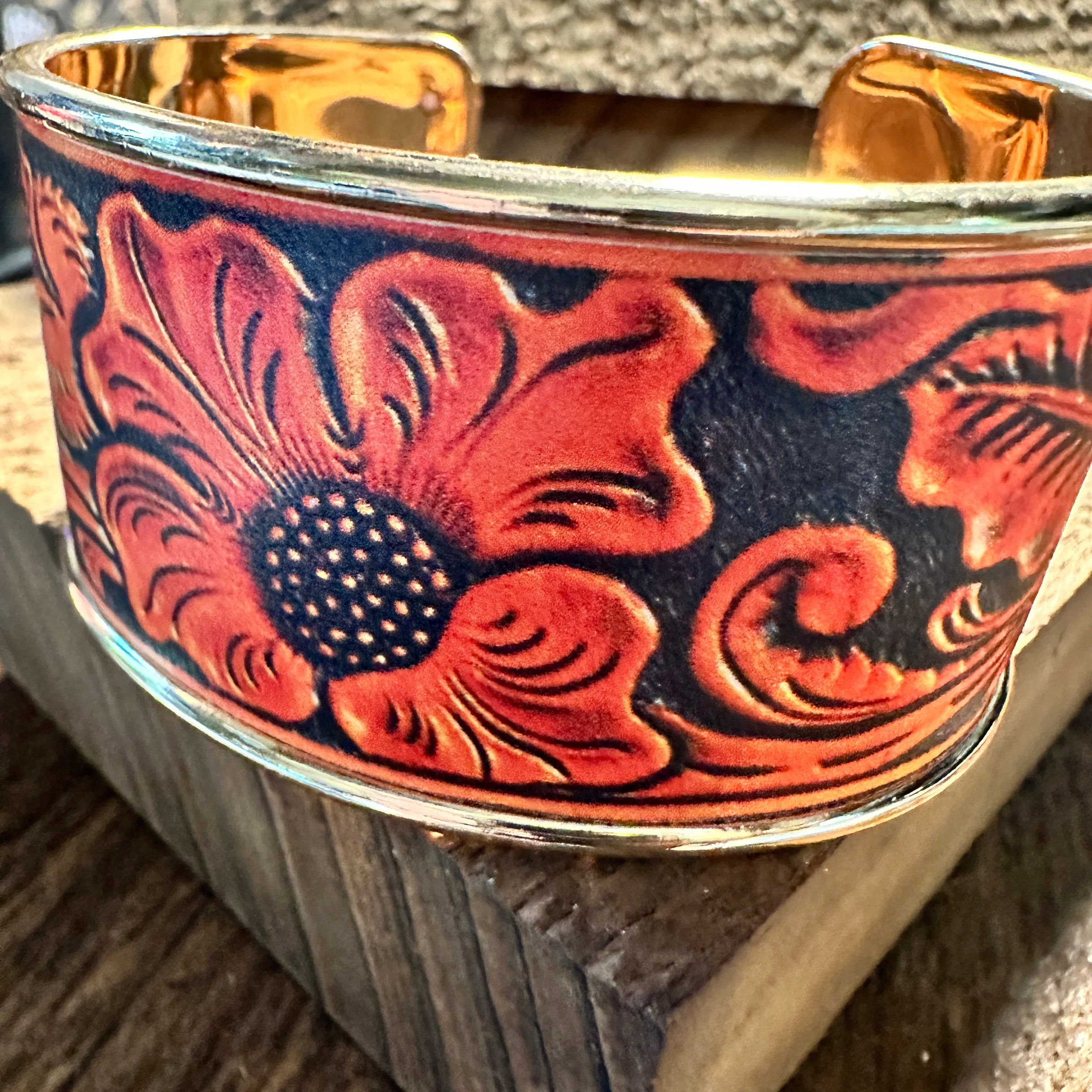 Other Boho Southwestern Floral Wide Cuff Bangle Bracelet, Ships in Size ONE SIZE - 6 Thumbnail