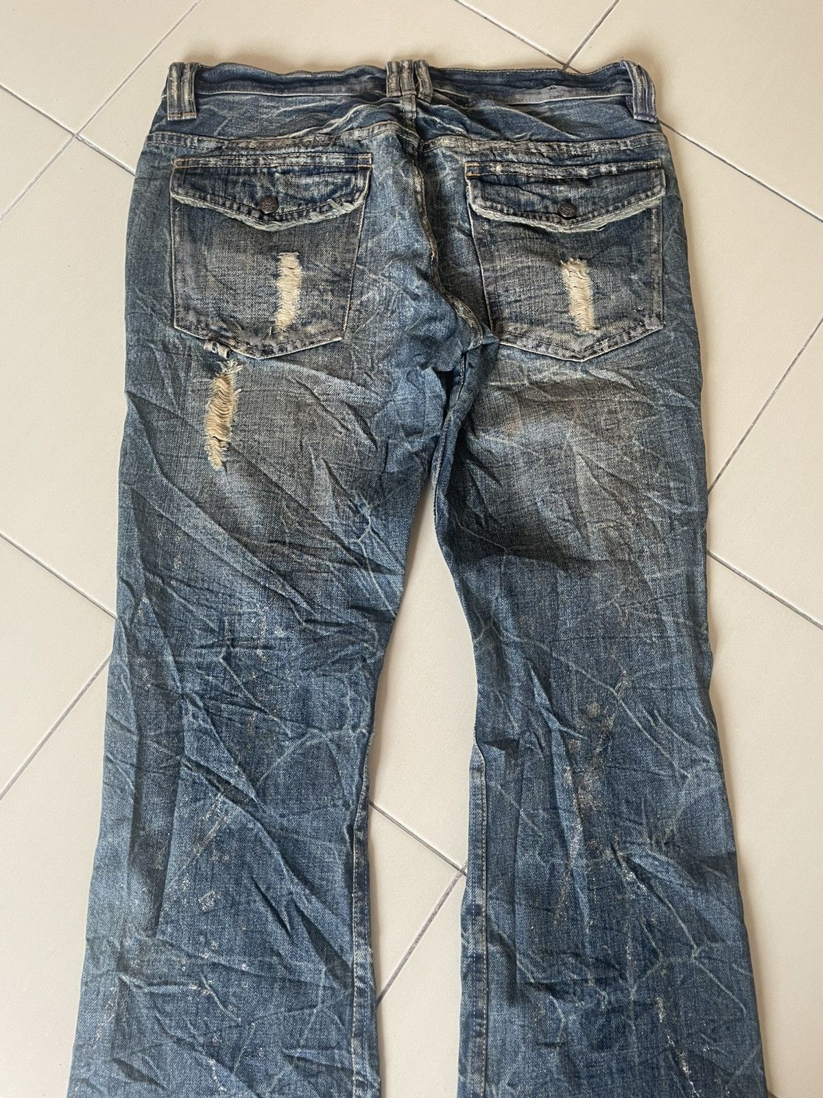 Japanese Brand Midas Multipocket Distressed Flare Jeans Size US 32 / EU 48 - 7 Thumbnail