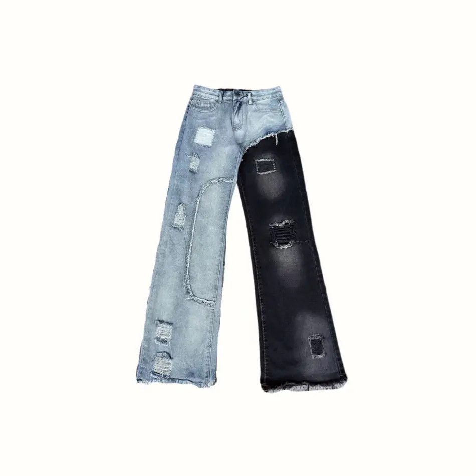 Japanese Brand Retro loose ripped patchwork jeans Size US 32 / EU 48 - 5 Thumbnail