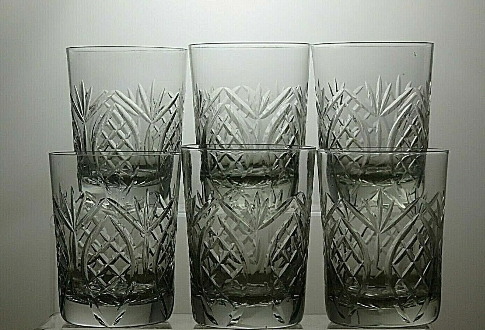 The Unbranded Brand Antique Lead Crystal Cut Glass Set Of 6 Tumblers 3 3/4" Size ONE SIZE - 3 Thumbnail
