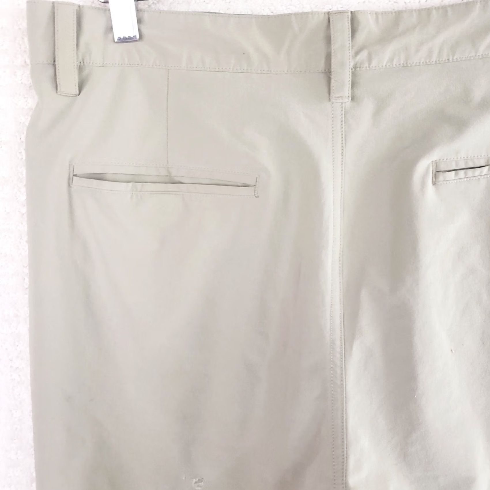 Vintage Free Fly Shorts Mens 32 Beige Solid 7.5" Inseam Polyester Spandex Pockets Logo Chino Casual Beach Outdoor Sports Size US 32 / EU 48 - 6 Thumbnail