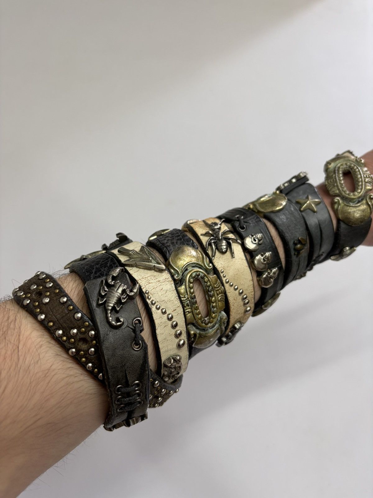 If Six Was Nine Vintage Studded Leather Tribal Belt Y2K Punk Grunge Rockstar Size 34 - 12 Thumbnail