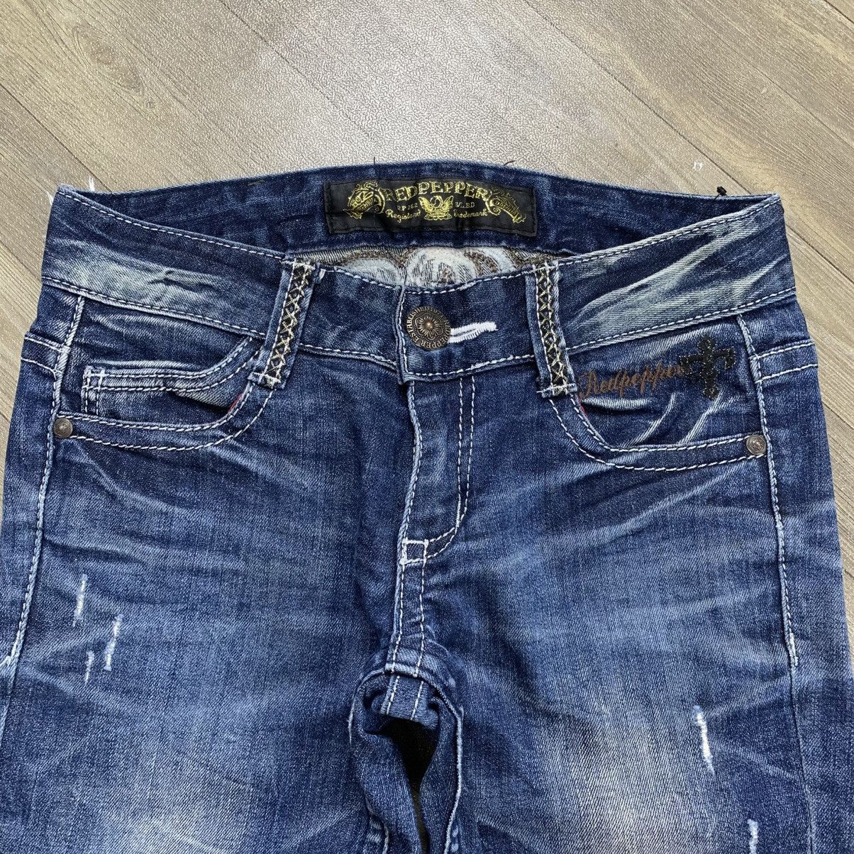 Japanese Brand Y2K Vintage Red Pepper Cross Punk Distressed Skinny Jeans Size US 28 / EU 44 - 10 Thumbnail