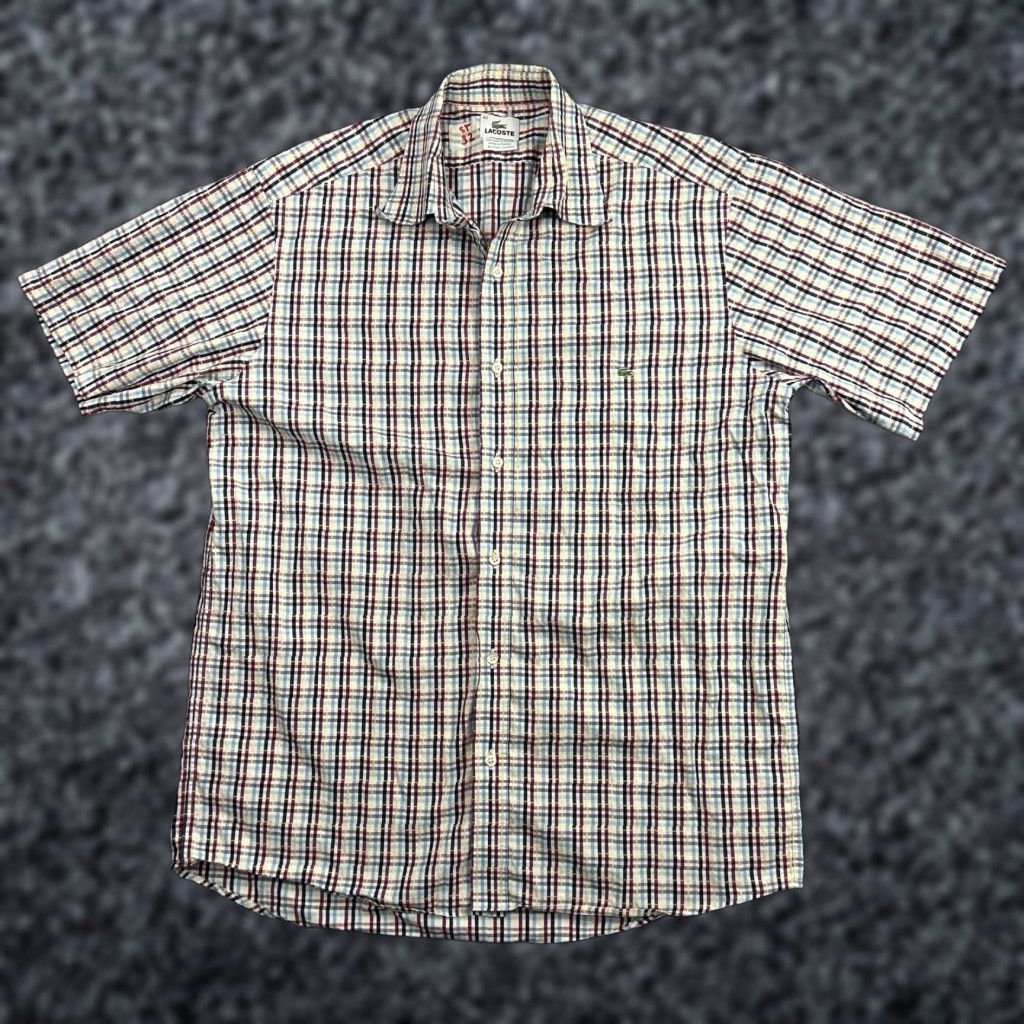 Lacoste Lacoste Shirt Mens 42 Multicolor Plaid Short Sleeve Button Front Casual Adult Size US XL / EU 56 / 4 - 1 Thumbnail