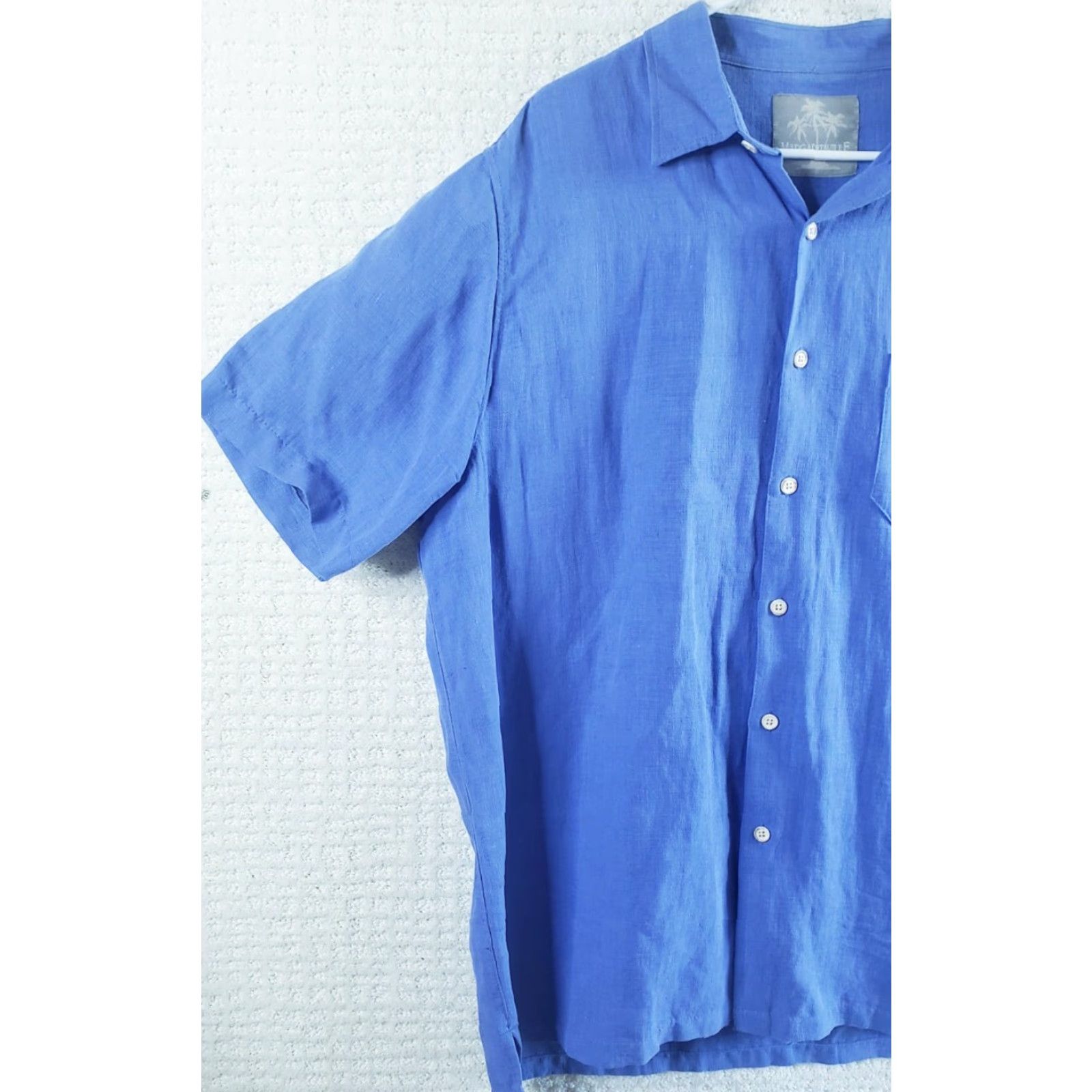 Vintage Margaritaville Shirt Button-Up Short Sleeve XL Blue Silk Linen 75% 25% Men’s Size US XL / EU 56 / 4 - 3 Thumbnail
