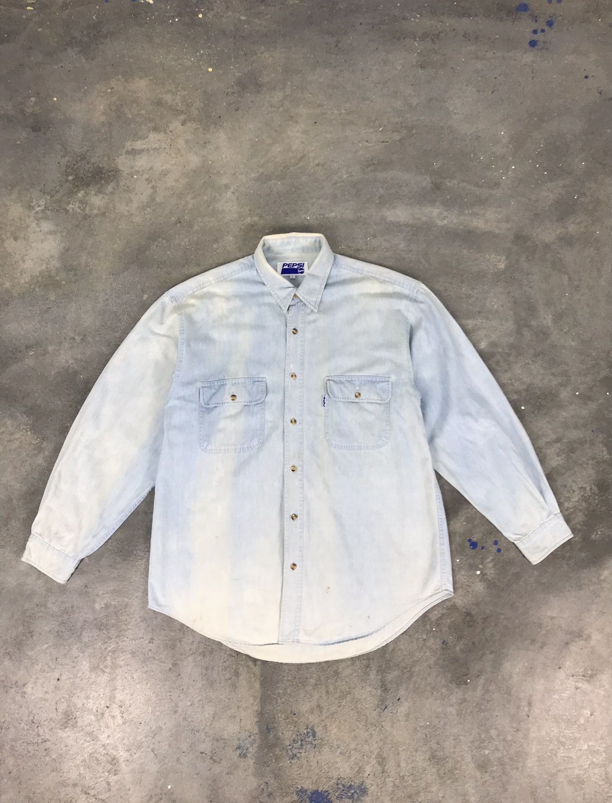 Pepsi Vintage Pepsi Longsleeve Distressed Button Up Shirt Denim Size US XXL / EU 58 / 5 - 1 Thumbnail