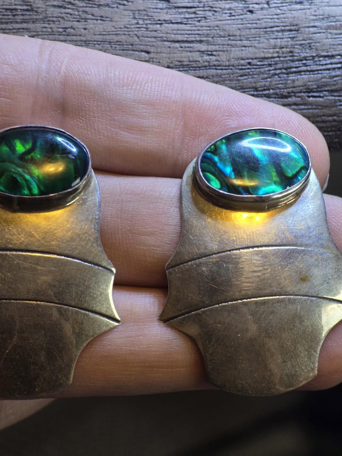 Sterling Silver Ben G Chavez Navajo Sterling Earrings Abalone Shell Signed Size ONE SIZE - 3 Thumbnail