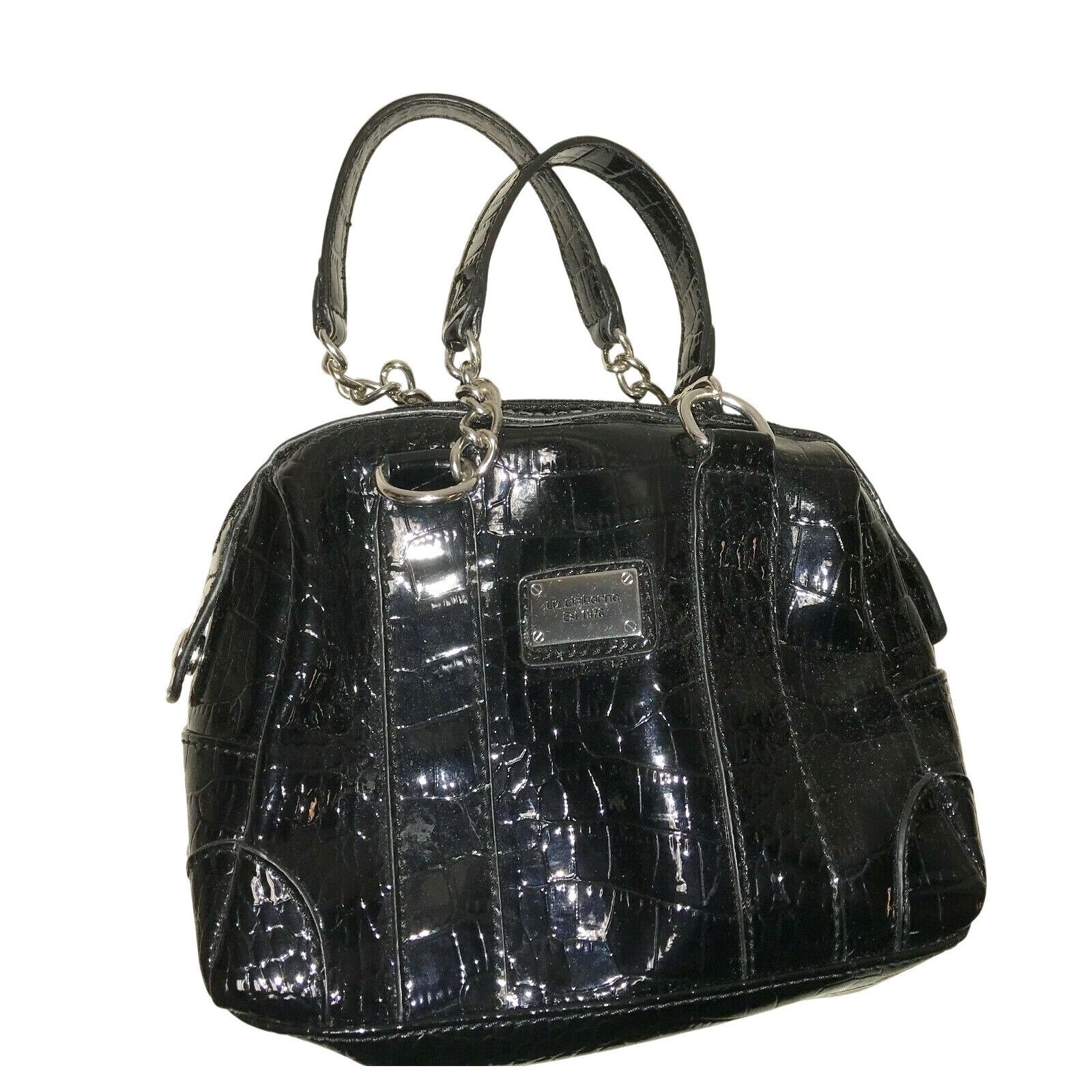 Liz Claiborne Liz Claiborne Black HandBag Purse Shiny Faux Croc Leather Size ONE SIZE - 2 Thumbnail
