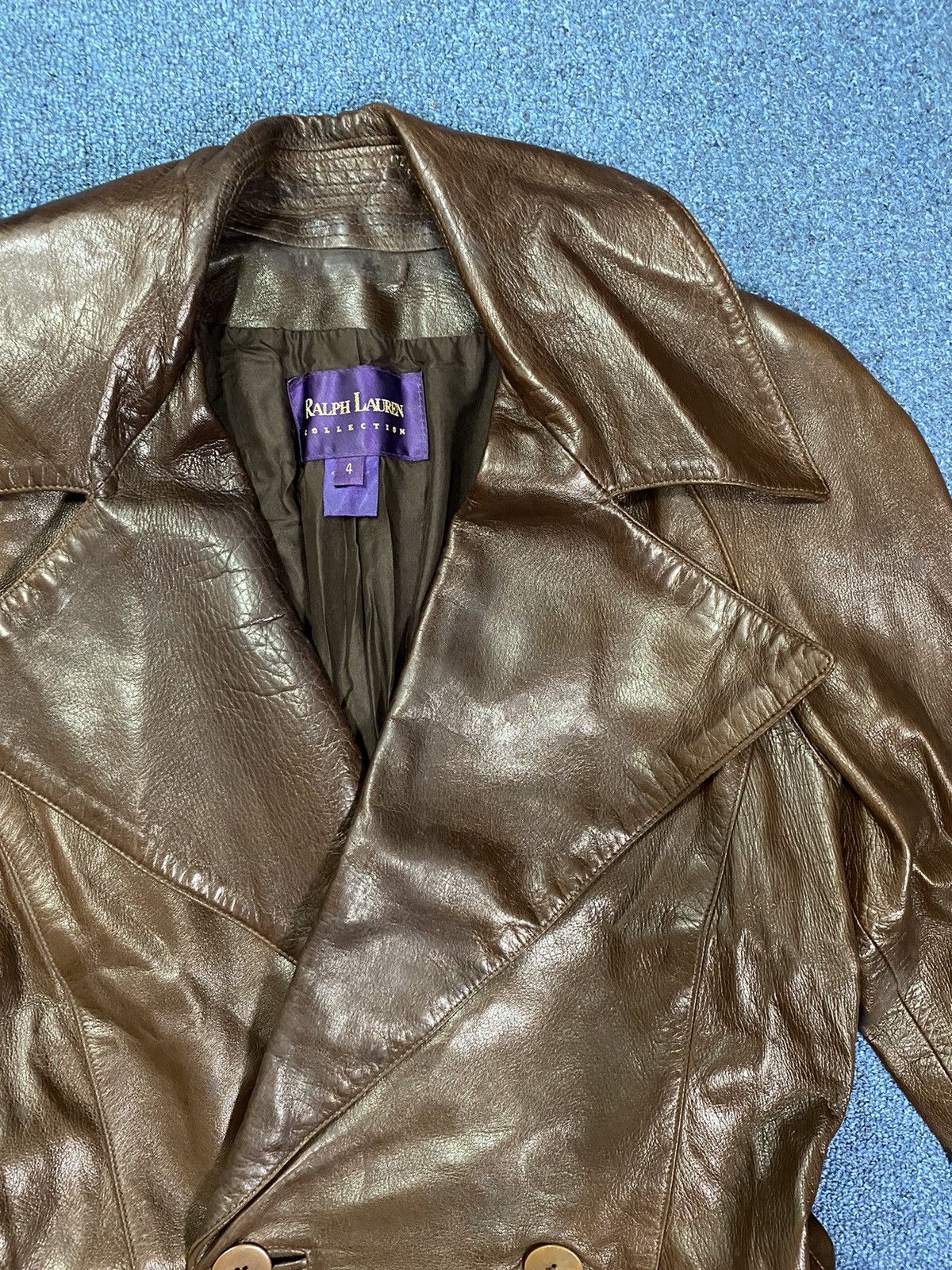 Ralph Lauren Purple Label Ralph Lauren Collection Double Breasted Leather Jacket Size S / US 4 / IT 40 - 2 Thumbnail