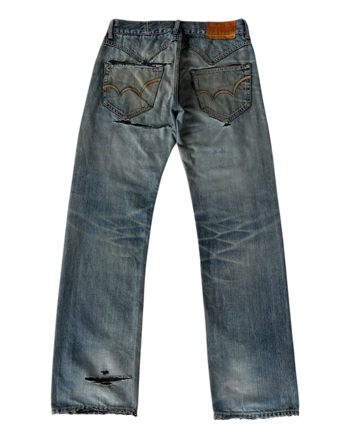 Kapital THRASHED🔥EDWIN 503SS RIPPED MUD DISTRESSED DENIM JEANS Size US 34 / EU 50 - 8 Thumbnail