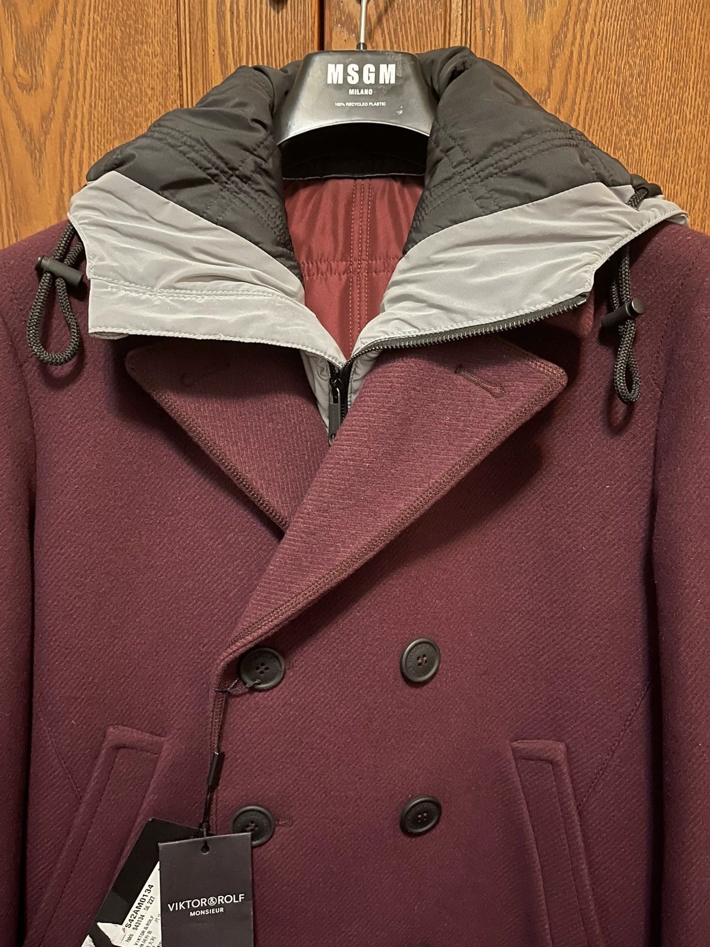 Viktor & Rolf Red Double-Breasted Hooded Coat Size S Size US XXS / EU 40 - 3 Thumbnail
