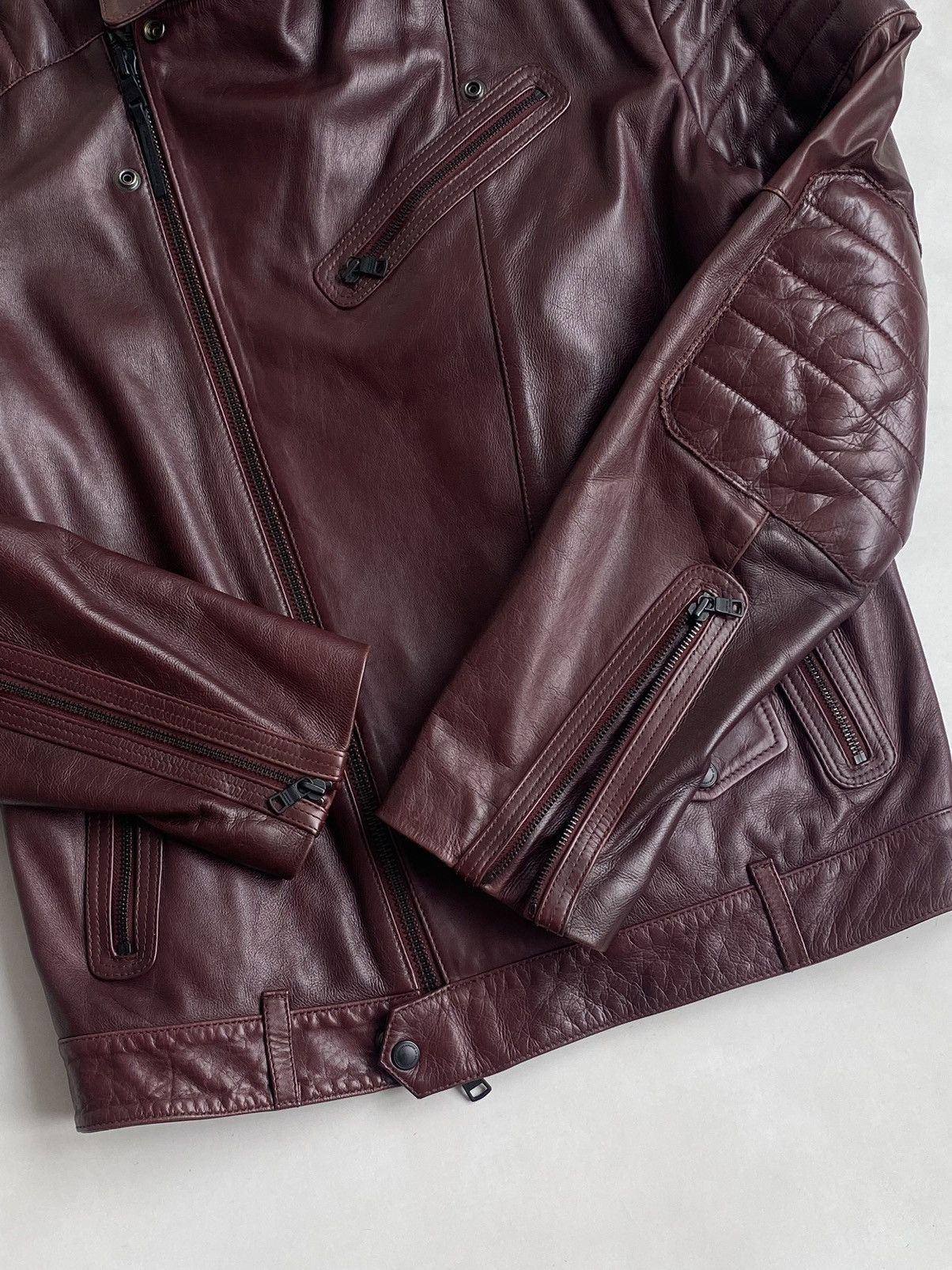 Armani Exchange Armani Exchange Leather Biker Jacket Burgundy Size US L / EU 52-54 / 3 - 8 Thumbnail