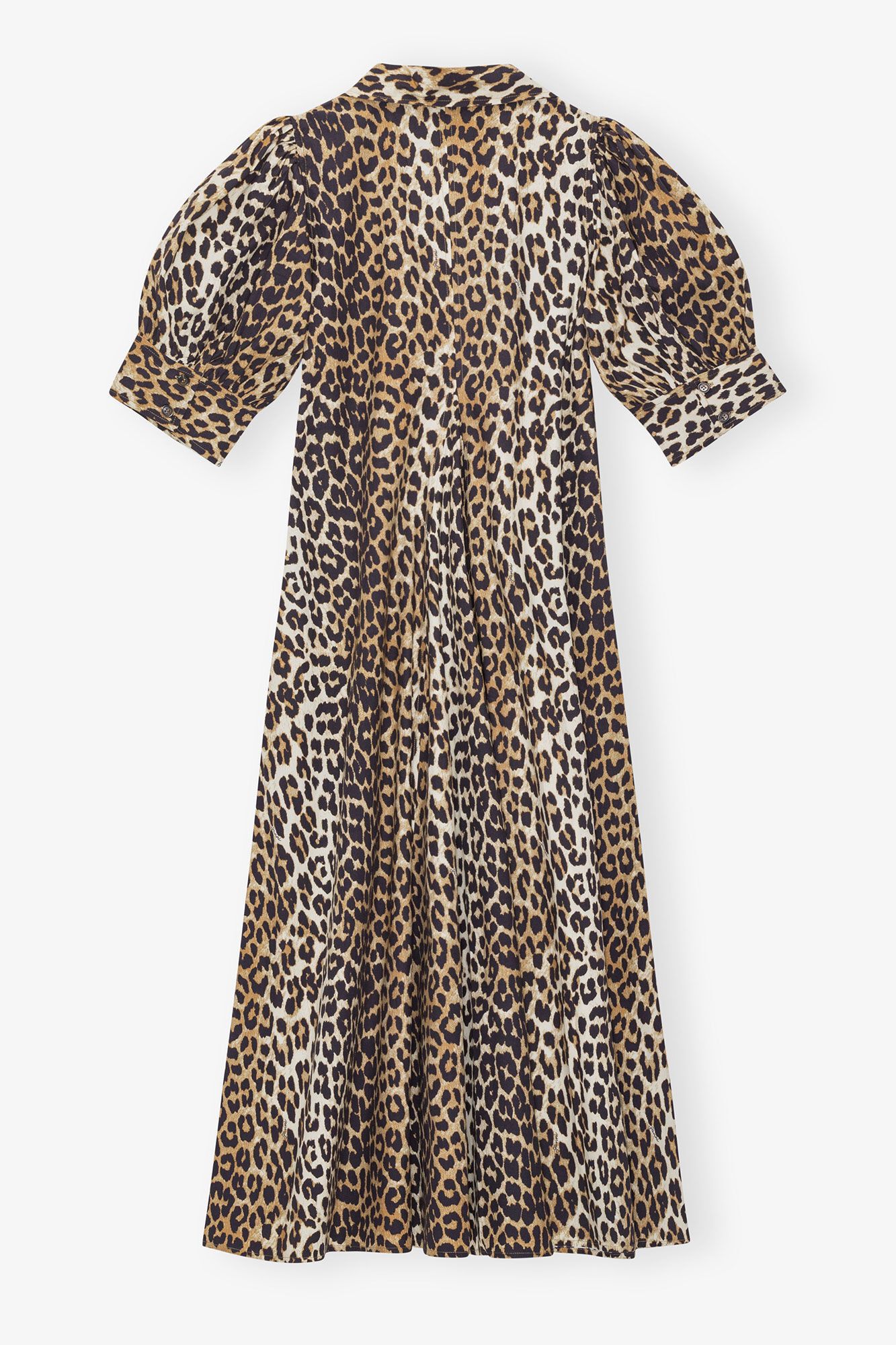 Ganni o1s22i1n0525 Leopard Print Poplin Dress in Leopard Size XS / US 0-2 / IT 36-38 - 2 Thumbnail