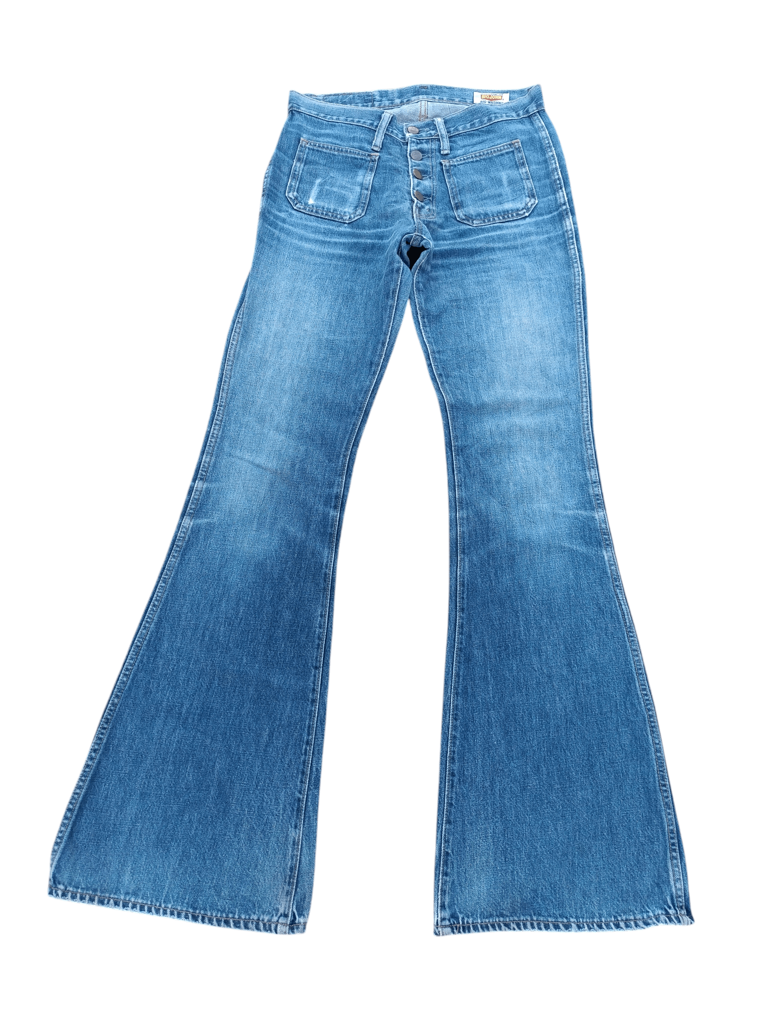 Big John × Levi's × Vintage Vintage 80s Big John Super Flared Stacked Bush Pants Denim Size US 29 - 1 Thumbnail