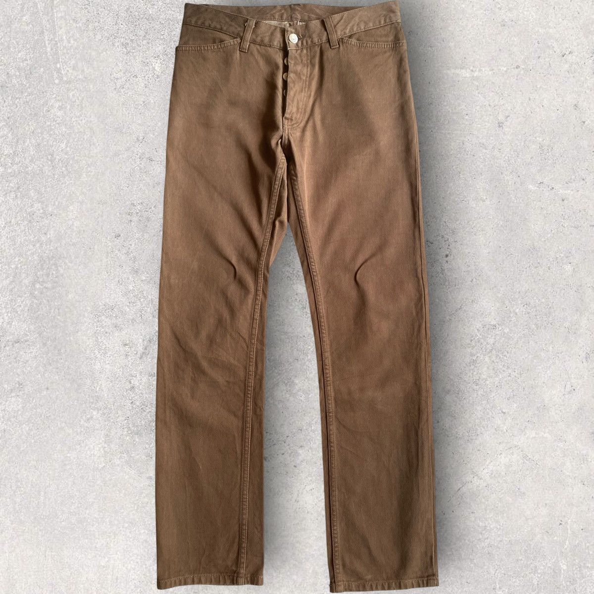Helmut Lang 2000’s Archieve Brown Raw Silk Denim Size US 30 / EU 46 - 1 Thumbnail