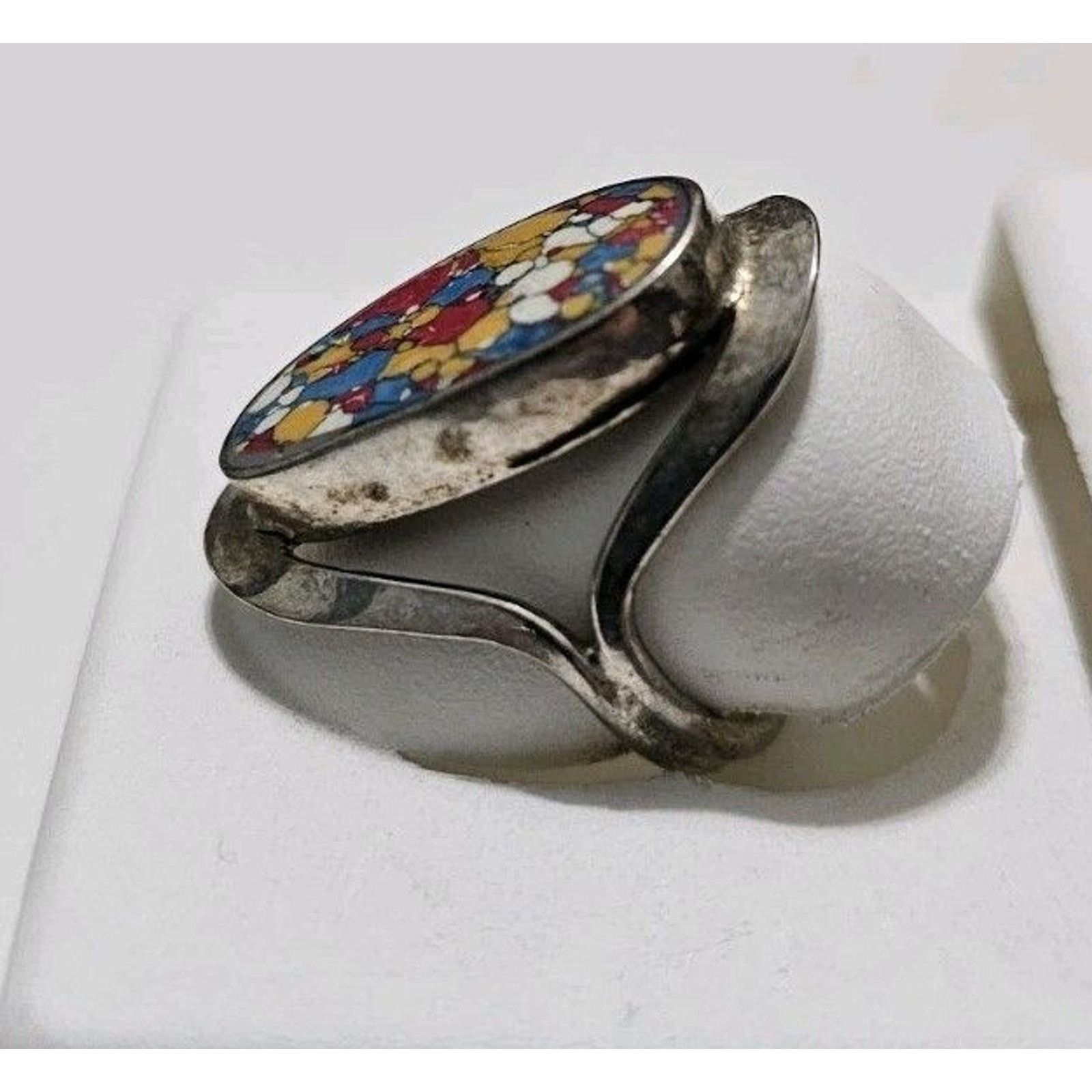 Other Rainbow Mosaic Jasper Style Gemstone 925 Silver Ring Size 6 Size ONE SIZE - 4 Thumbnail
