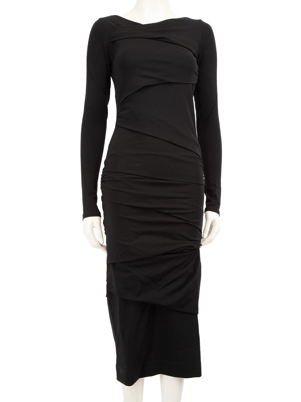 RAEY Black Ruffle Bodycon Open Back Midi Dress Size XS / US 0-2 / IT 36-38 - 1 Thumbnail